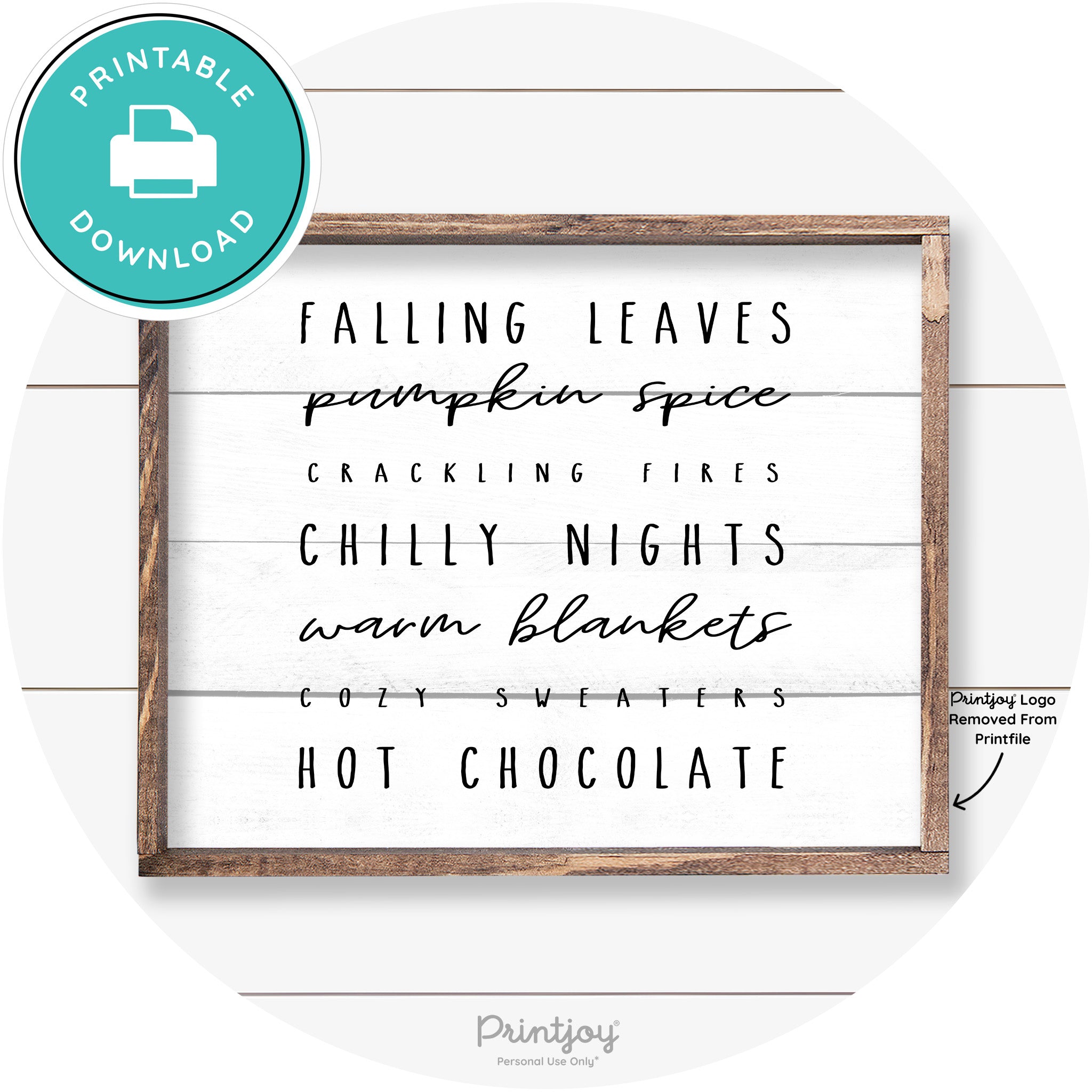 Fall Favorite Things Cute Farmhouse Autumn Wall Art Free Printable