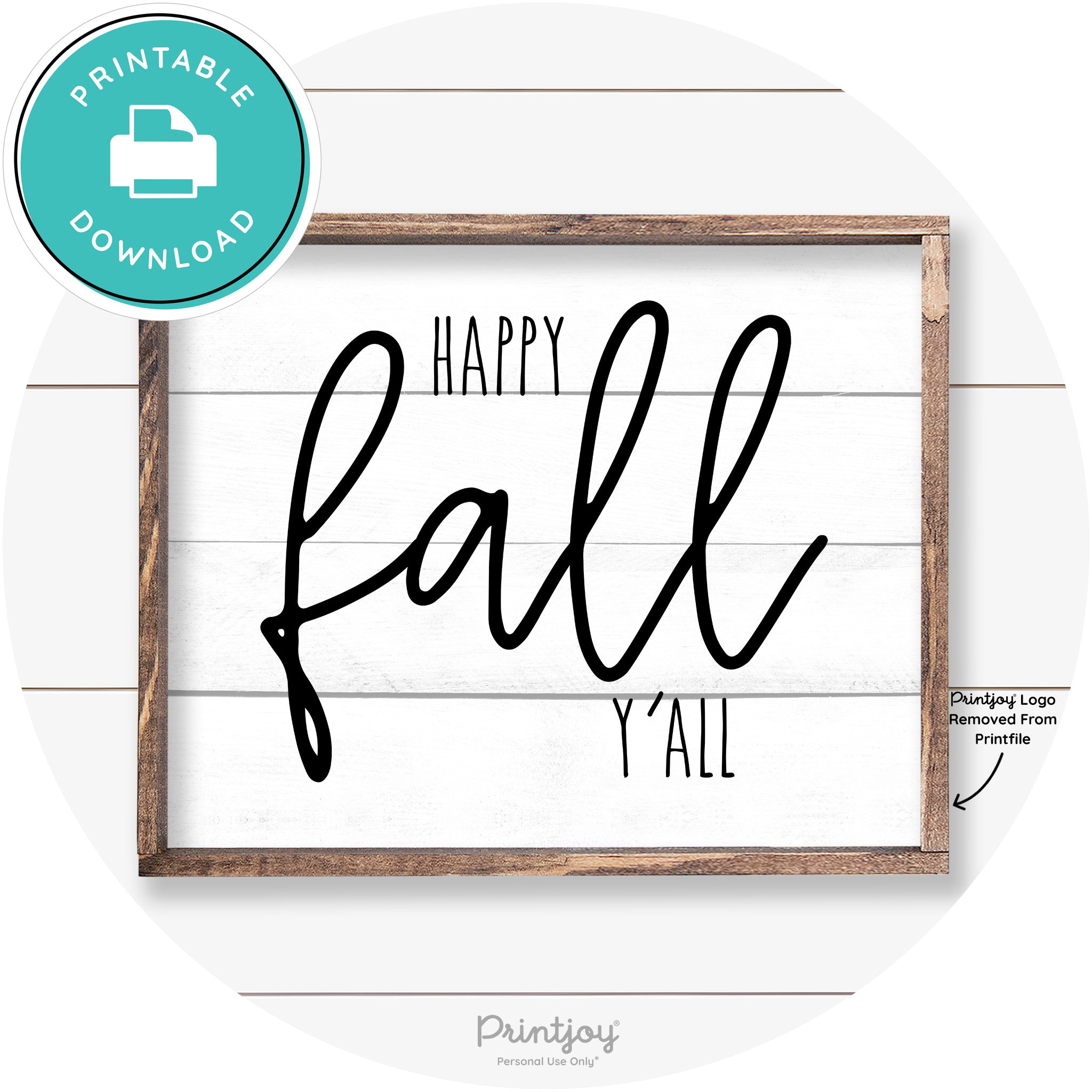 Happy Fall Y'all Cute Farmhouse Autumn Wall Art Decor Free Printable
