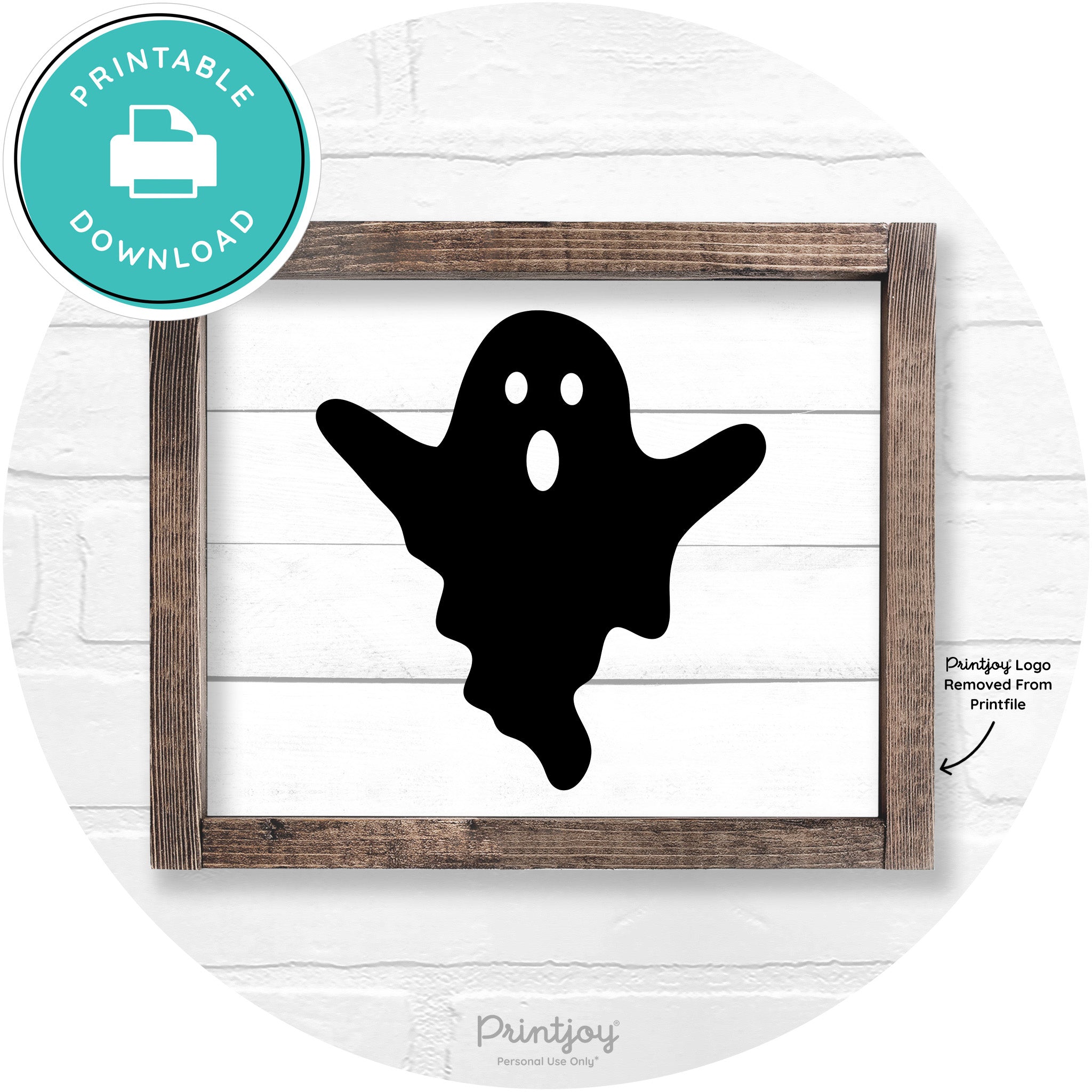 Halloween Cute Ghost Rustic Farmhouse Wall Art Free Printable