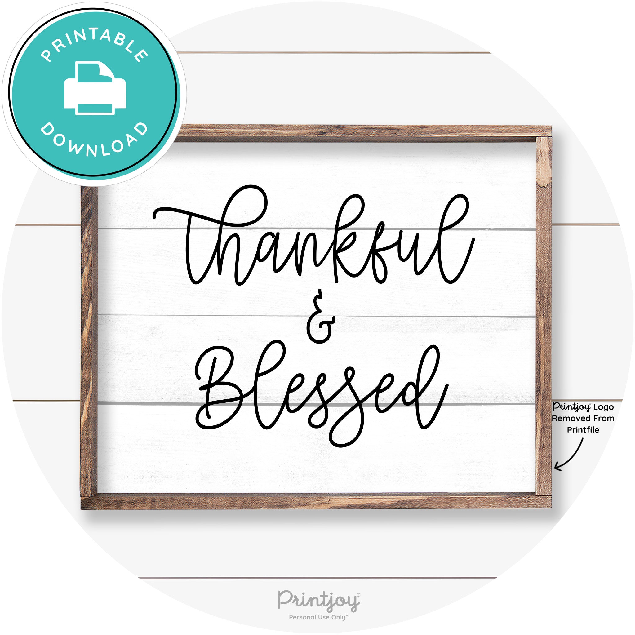Thankful And Blessed Thanksgiving Farmhouse Wall Art Free Printable