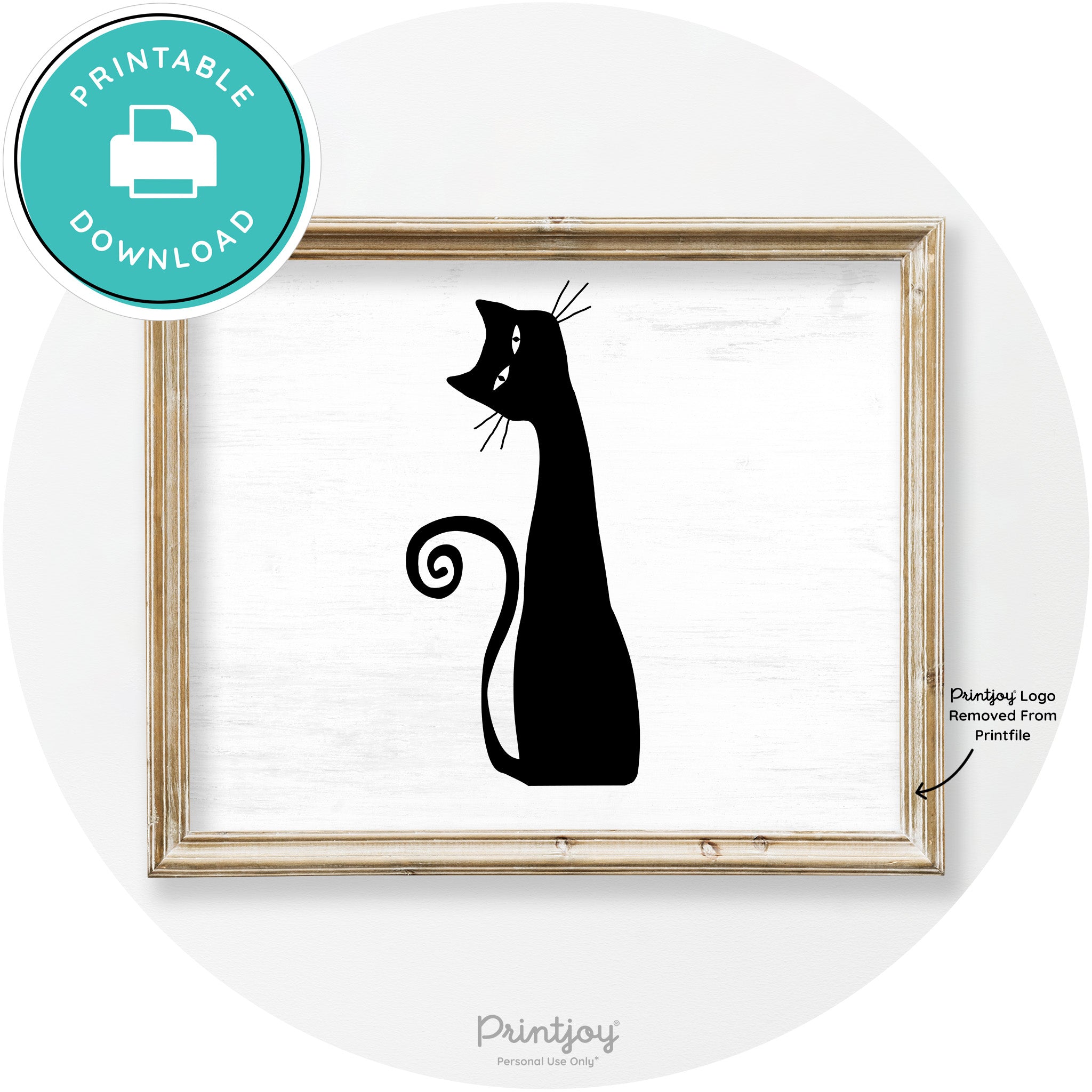 Creepy Skinny Cat Modern Vintage Halloween Wall Art Free Printable