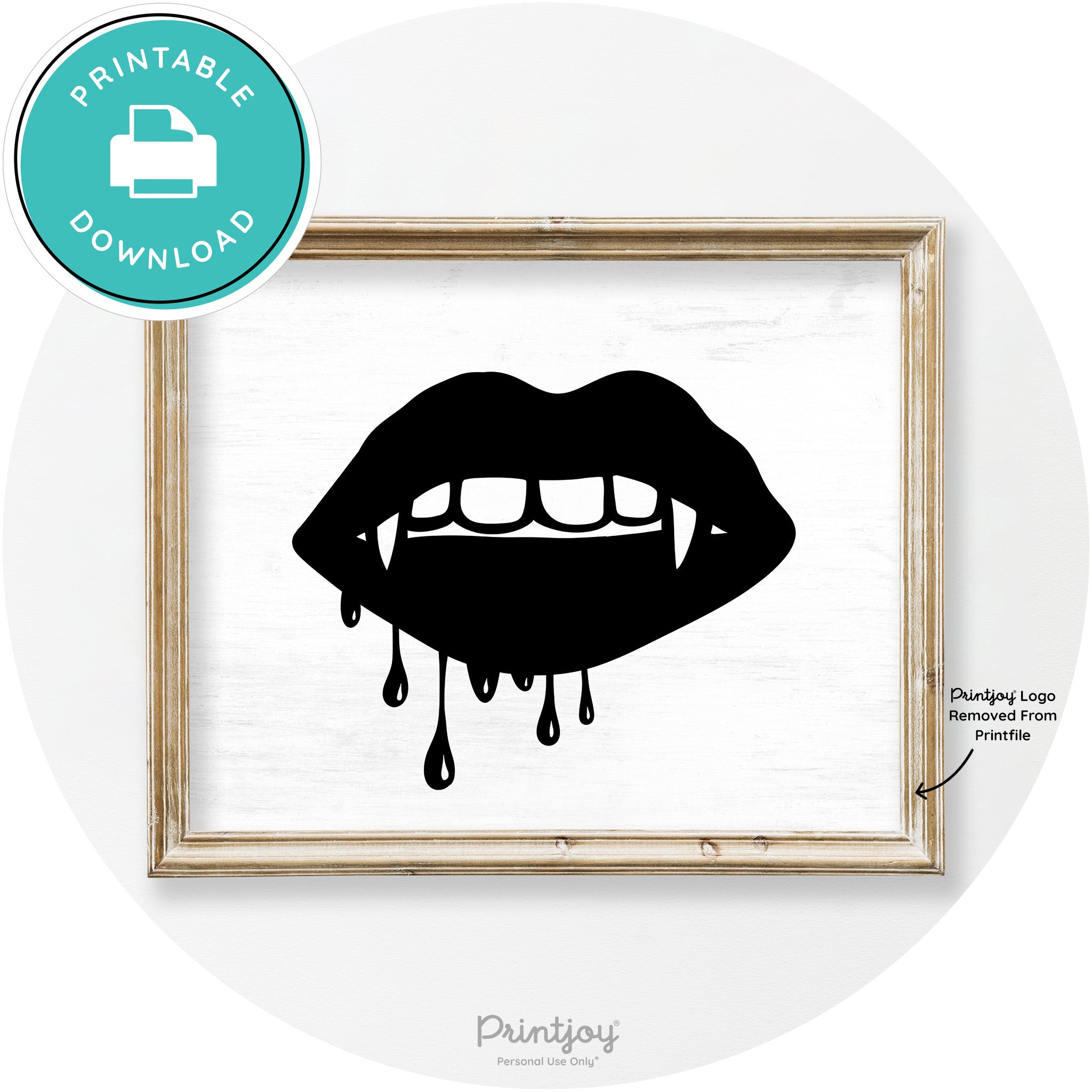 Dracula Fangs Teeth Modern Vintage Halloween Wall Art Free Printable