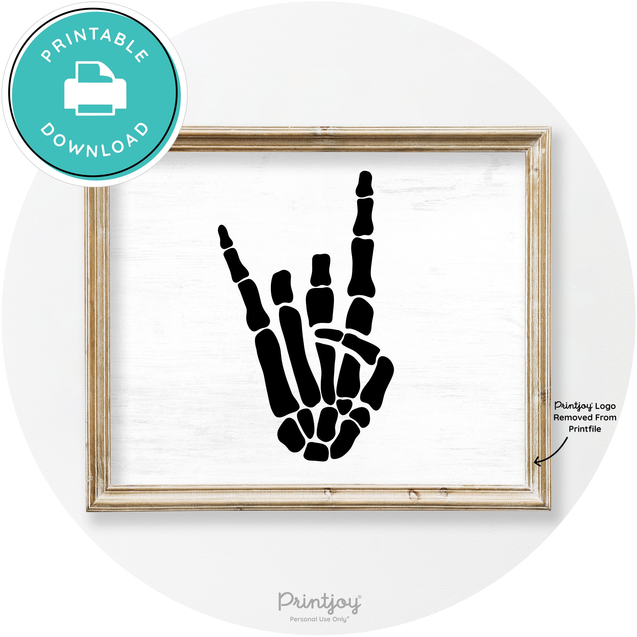 Skeleton Rock On Hand Bones Vintage Halloween Wall Art Free Printable