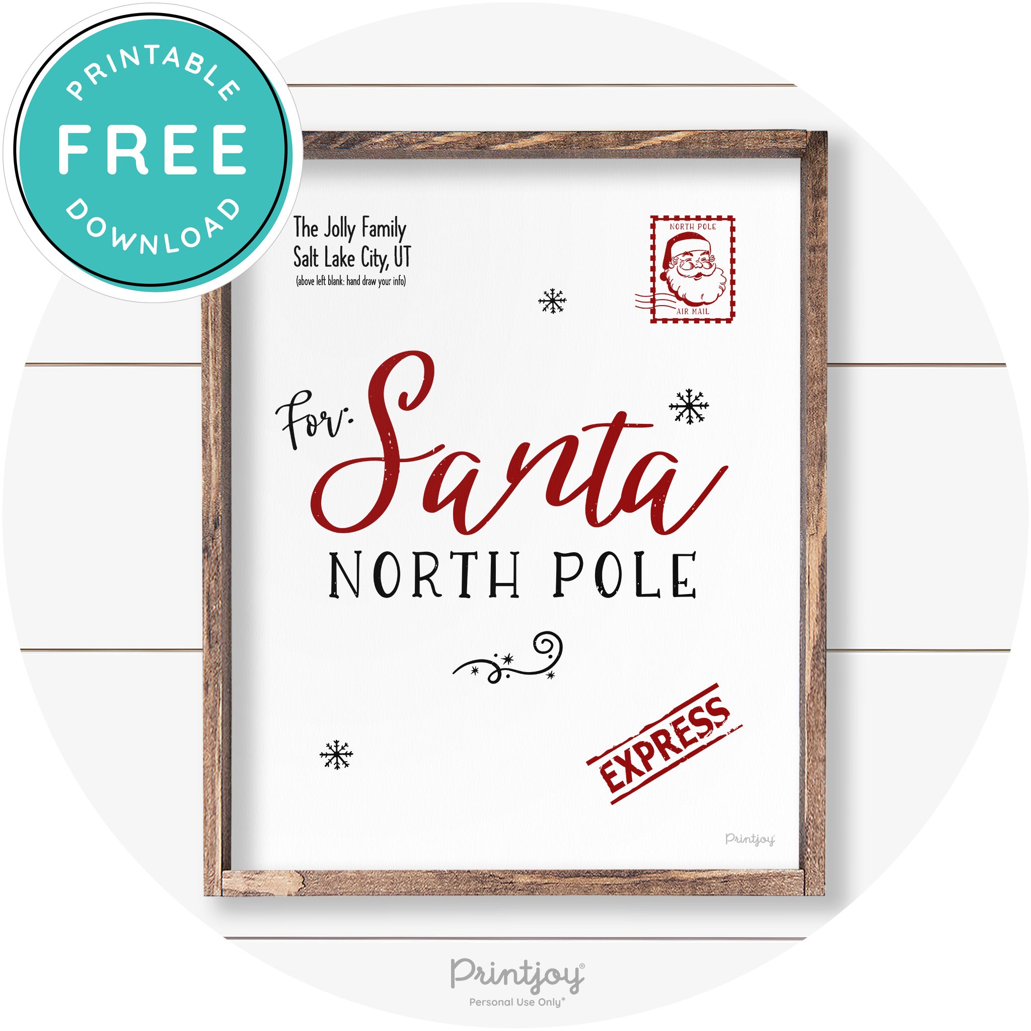 Letter For Santa North Pole Farmhouse Wall Art Decor Free Printable - Printjoy