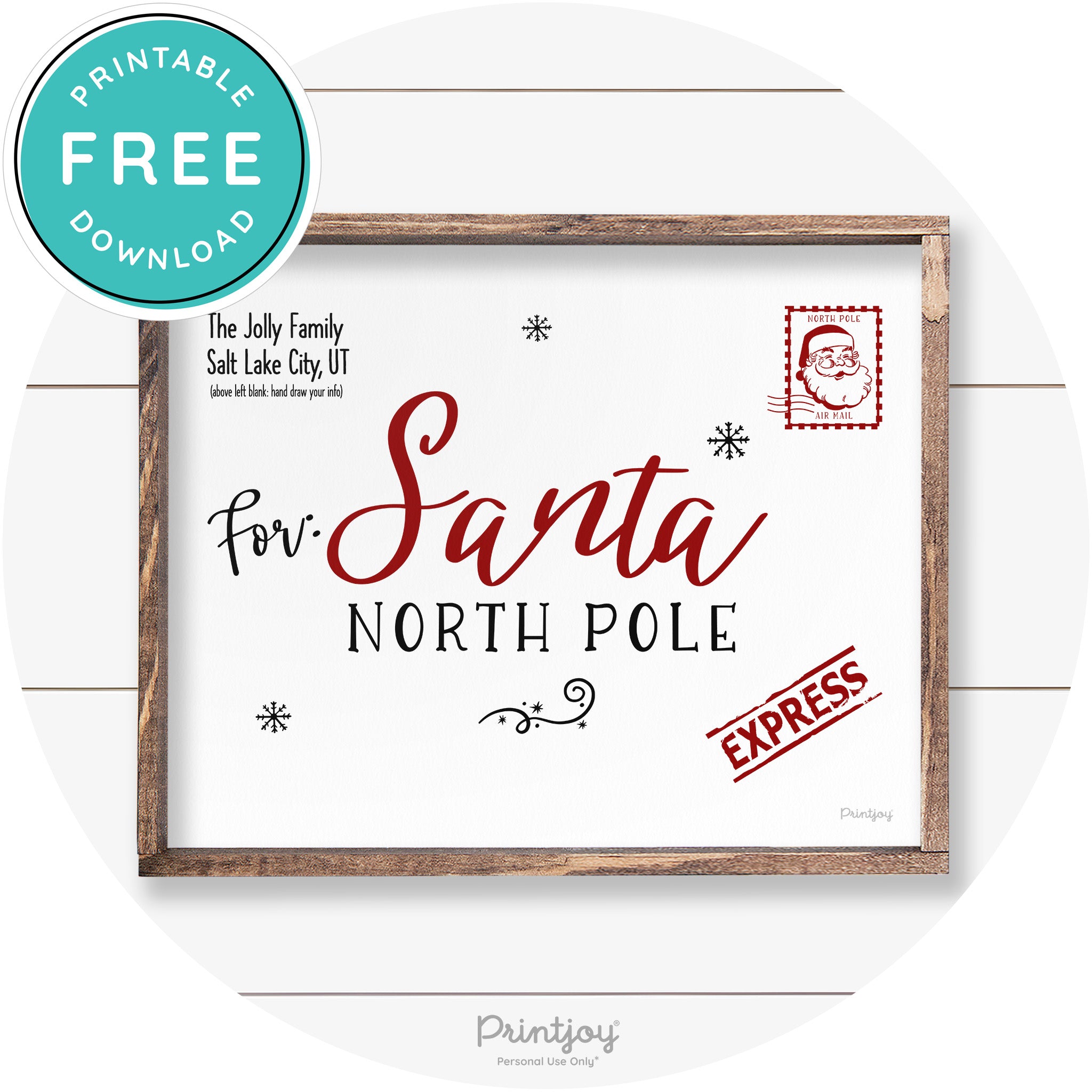 Letter For Santa North Pole Farmhouse Wall Art Decor Free Printable - Printjoy