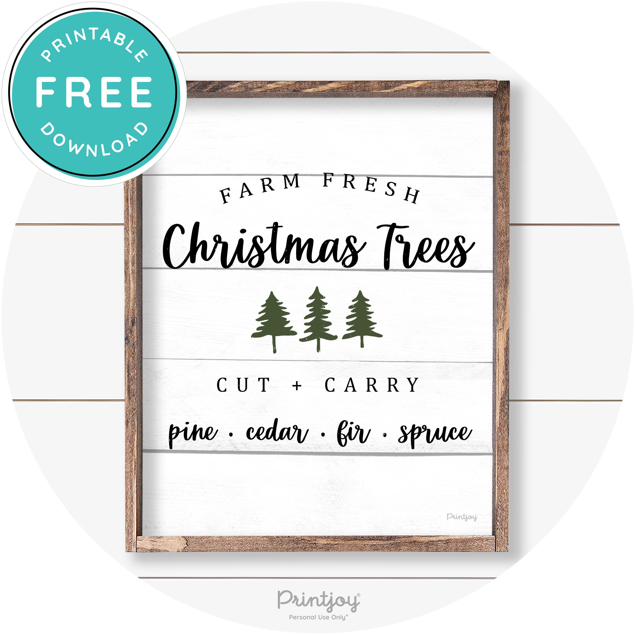 Farm Fresh Christmas Trees Rustic Farmhouse Wall Art Free Printable - Printjoy