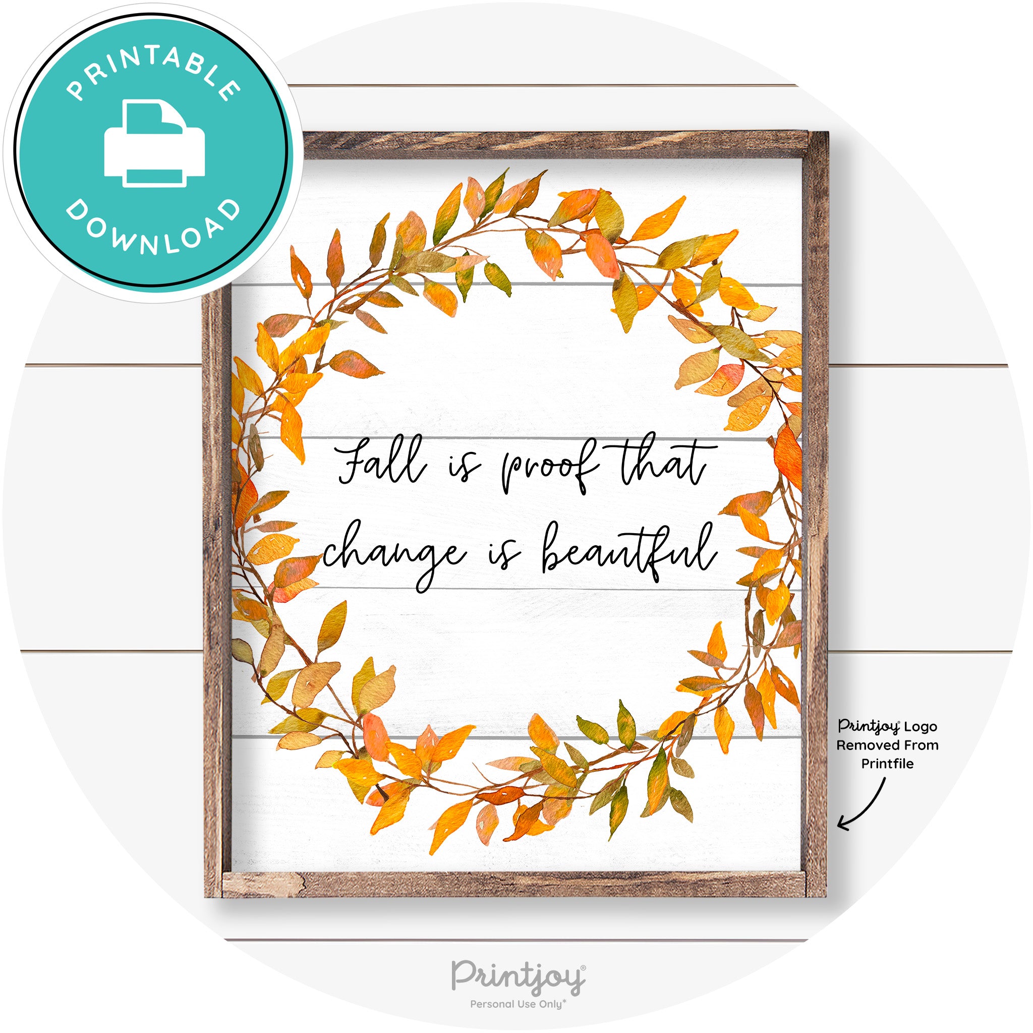 Fall Quote Watercolor Wreath Cute Farmhouse Wall Art Free Printable