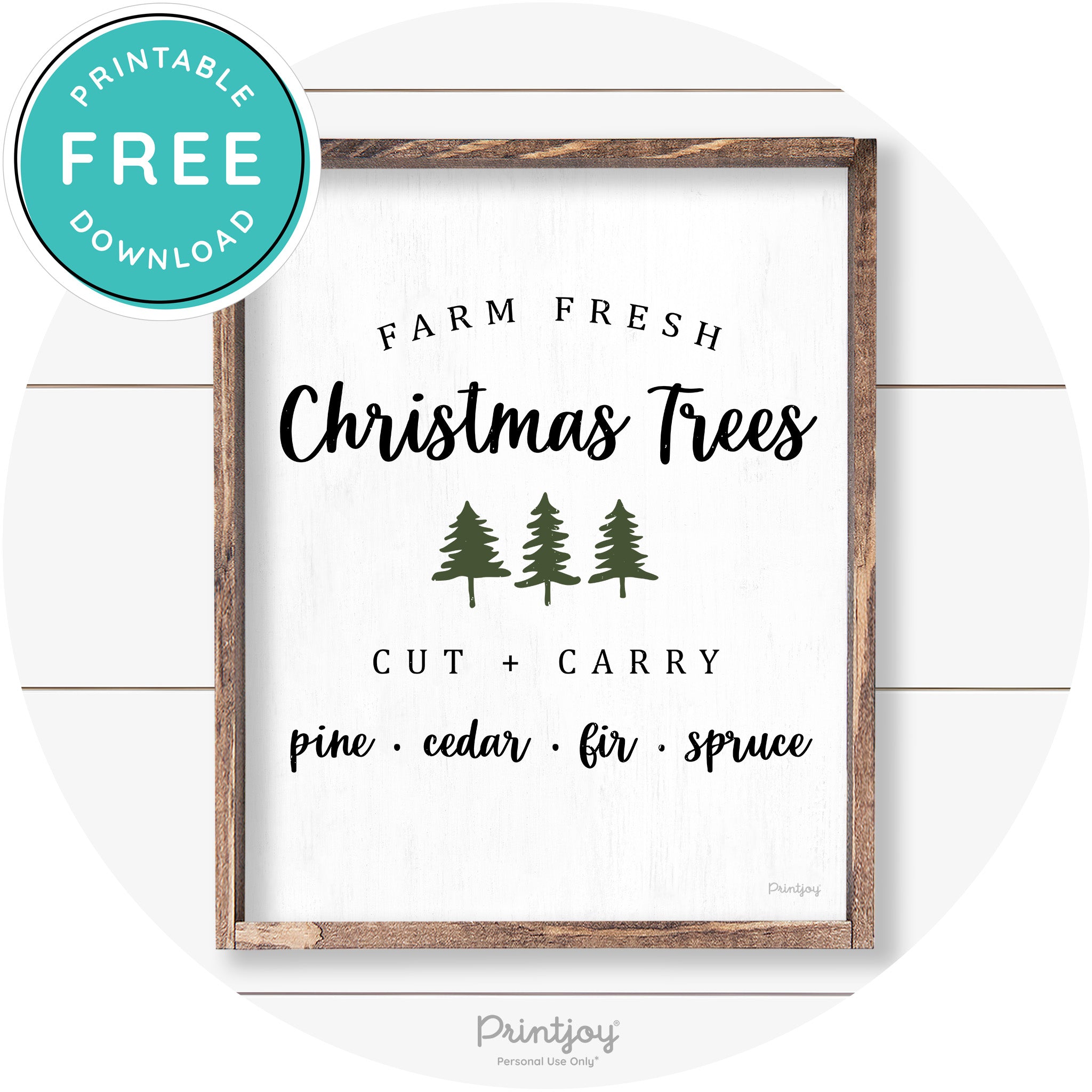 Farm Fresh Christmas Trees Rustic Farmhouse Wall Art Free Printable - Printjoy