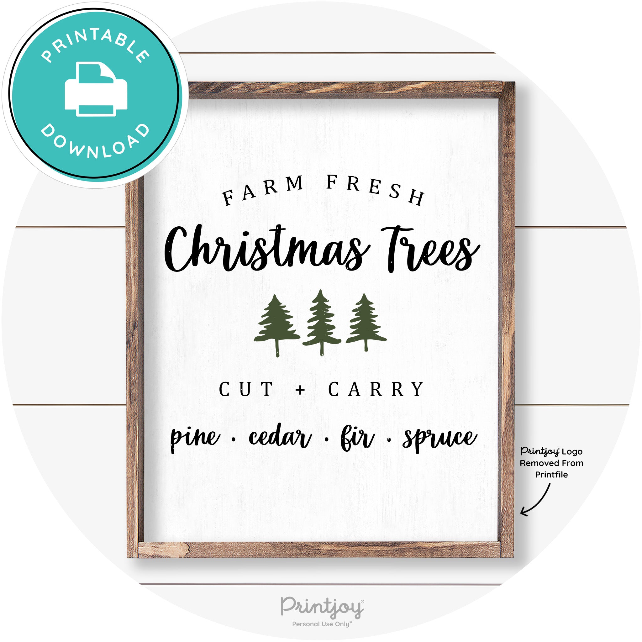Farm Fresh Christmas Trees Rustic Farmhouse Wall Art Free Printable - Printjoy