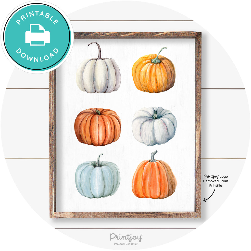 Fall Watercolor Pumpkins Cute Farmhouse Wall Art Free Printable