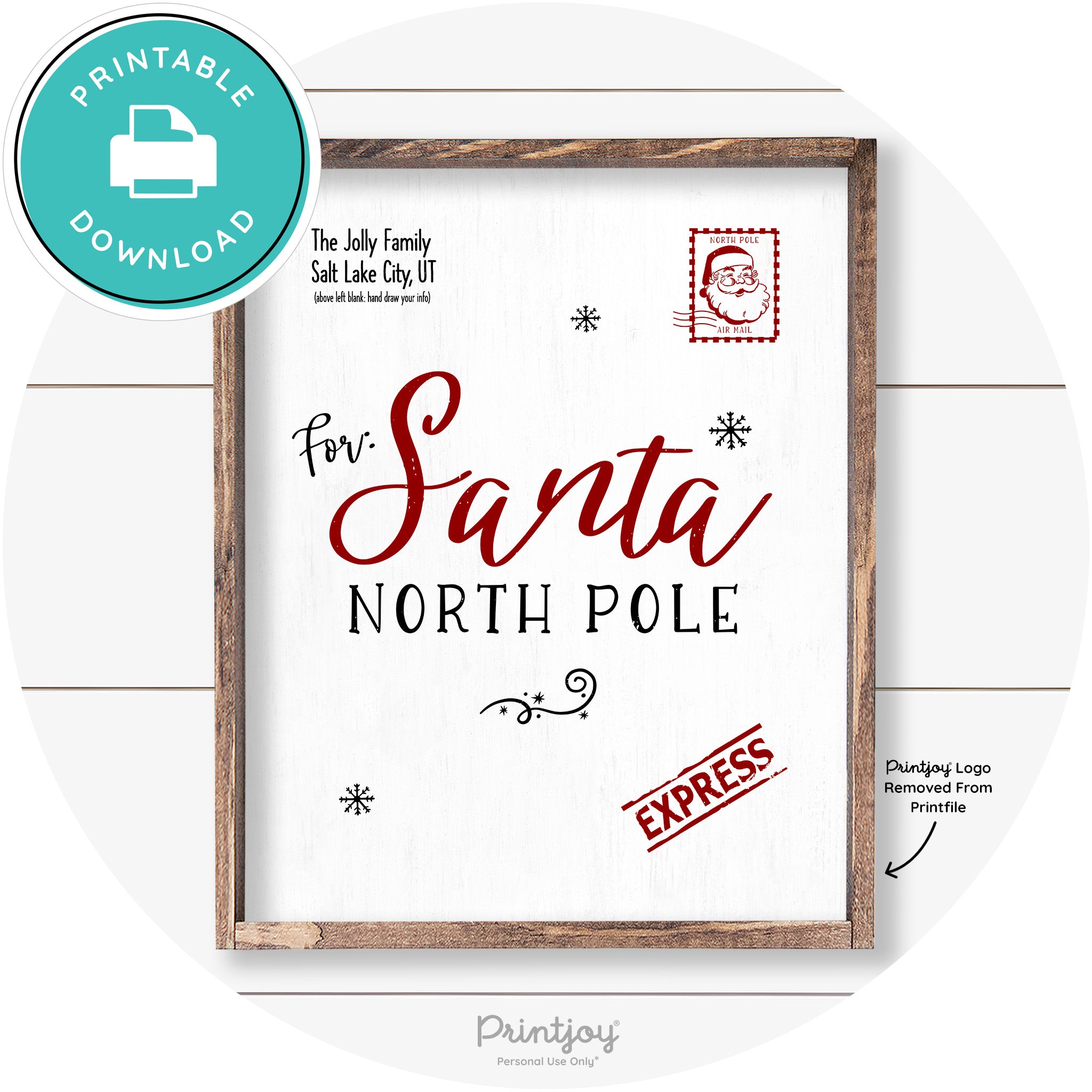 Letter For Santa North Pole Farmhouse Wall Art Decor Free Printable - Printjoy