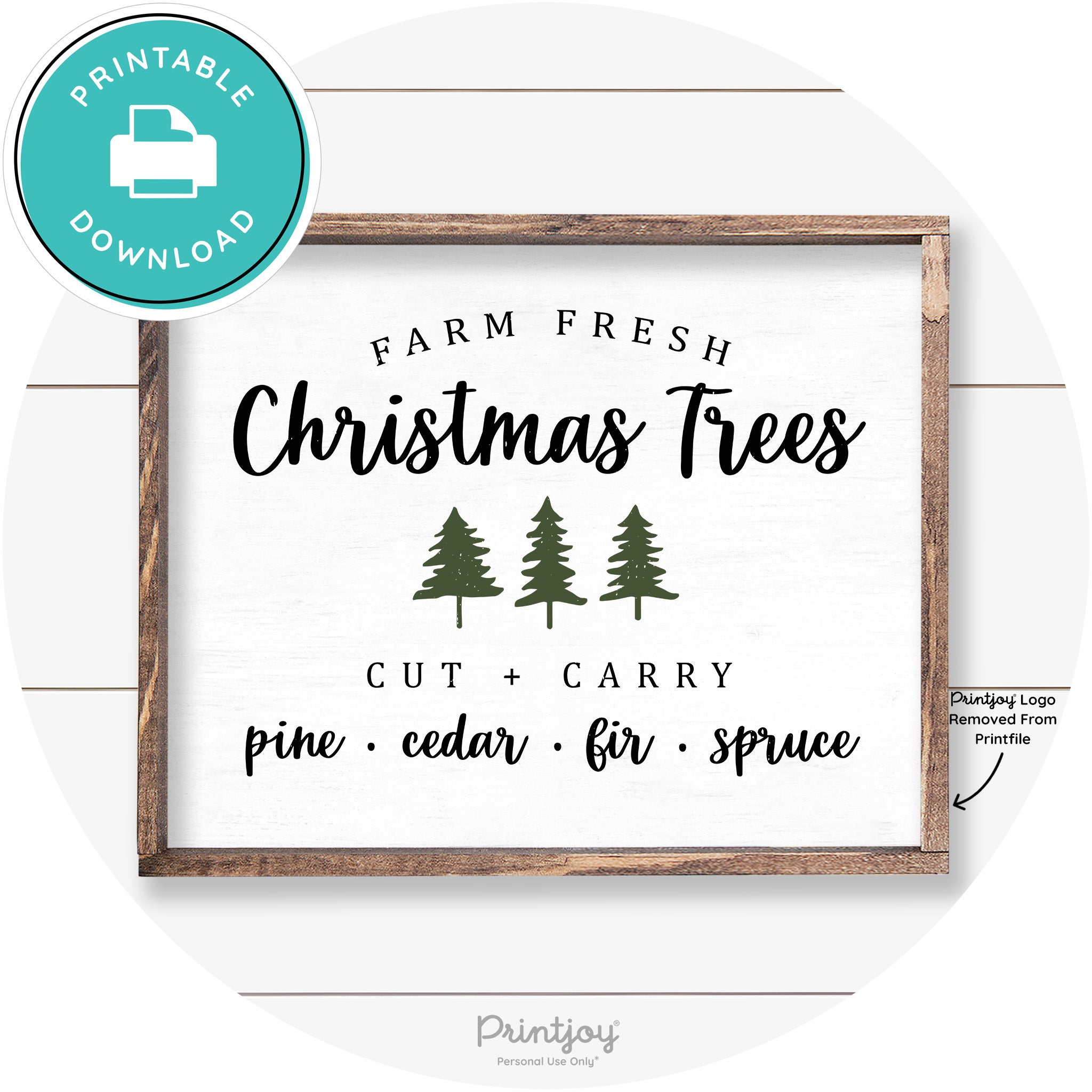 Farm Fresh Christmas Trees Rustic Farmhouse Wall Art Free Printable - Printjoy