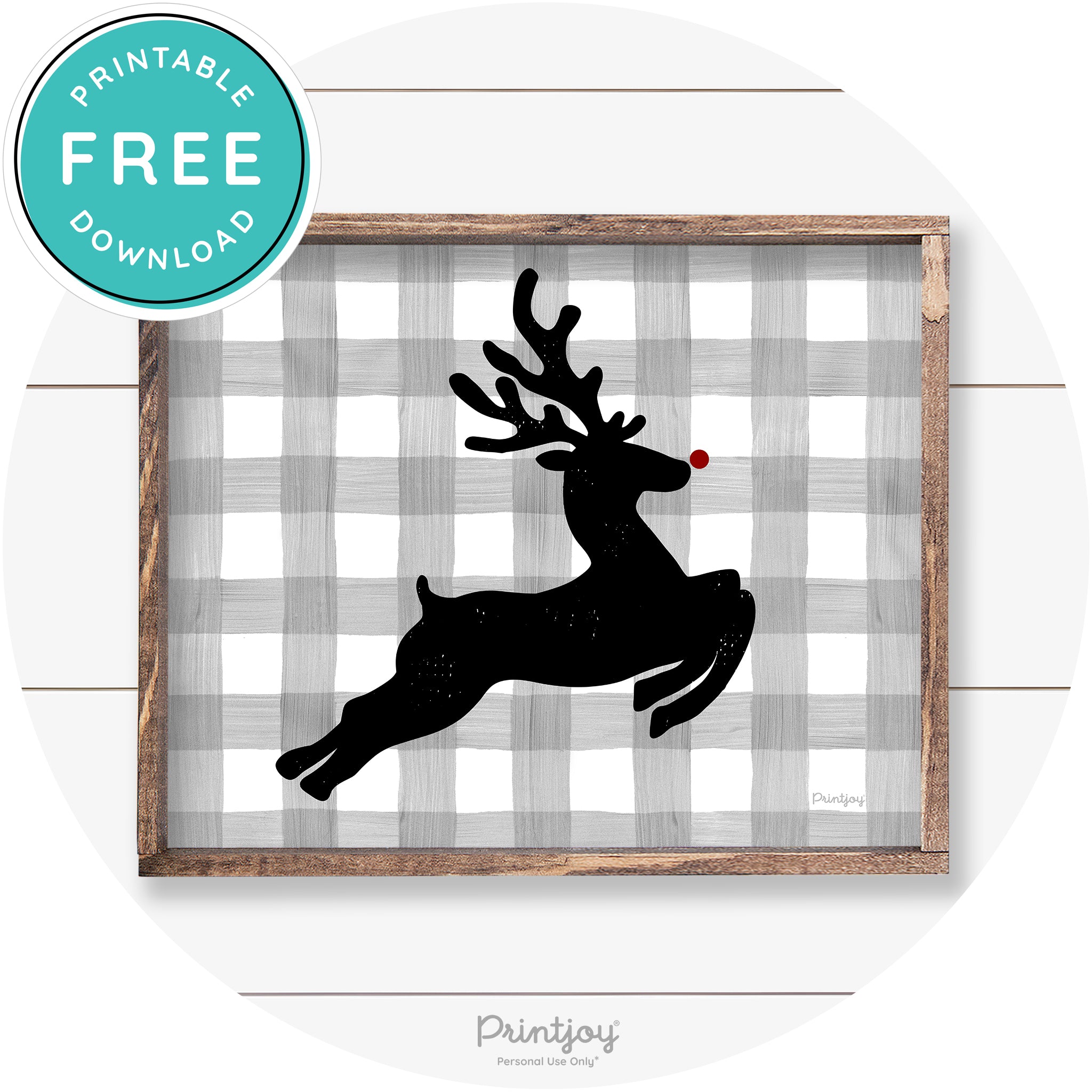 Flying Reindeer Silhouette Christmas Farmhouse Wall Art Free Printable - Printjoy
