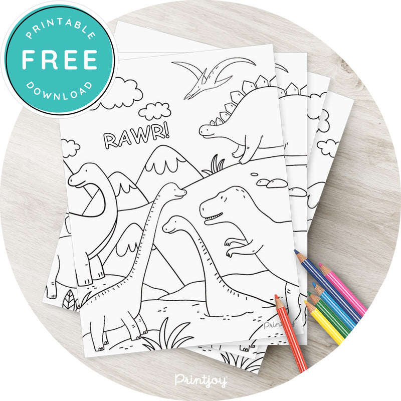 Kids Bright N Fun Dinosaur Coloring Page Printable - Printjoy