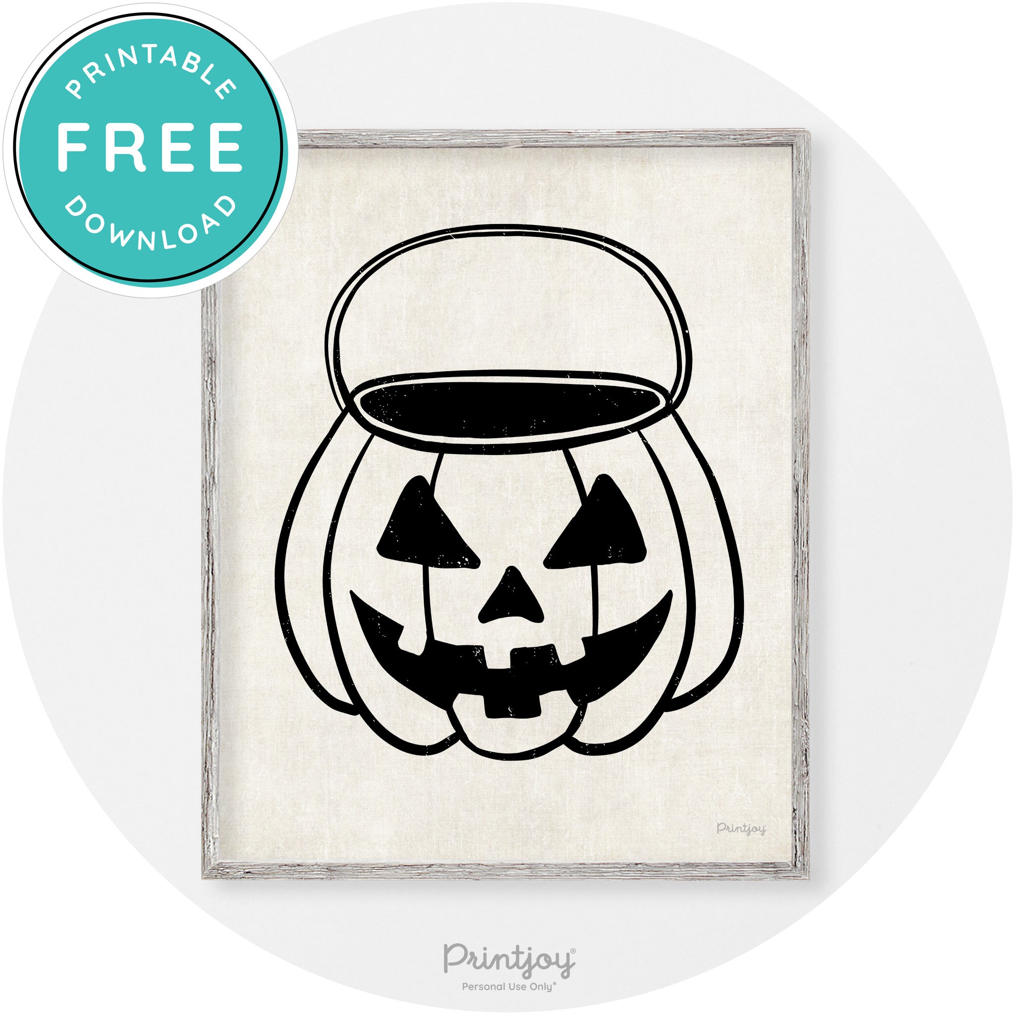 Jack O Lantern Treat Bucket Vintage Halloween Wall Art Free Printable - Printjoy