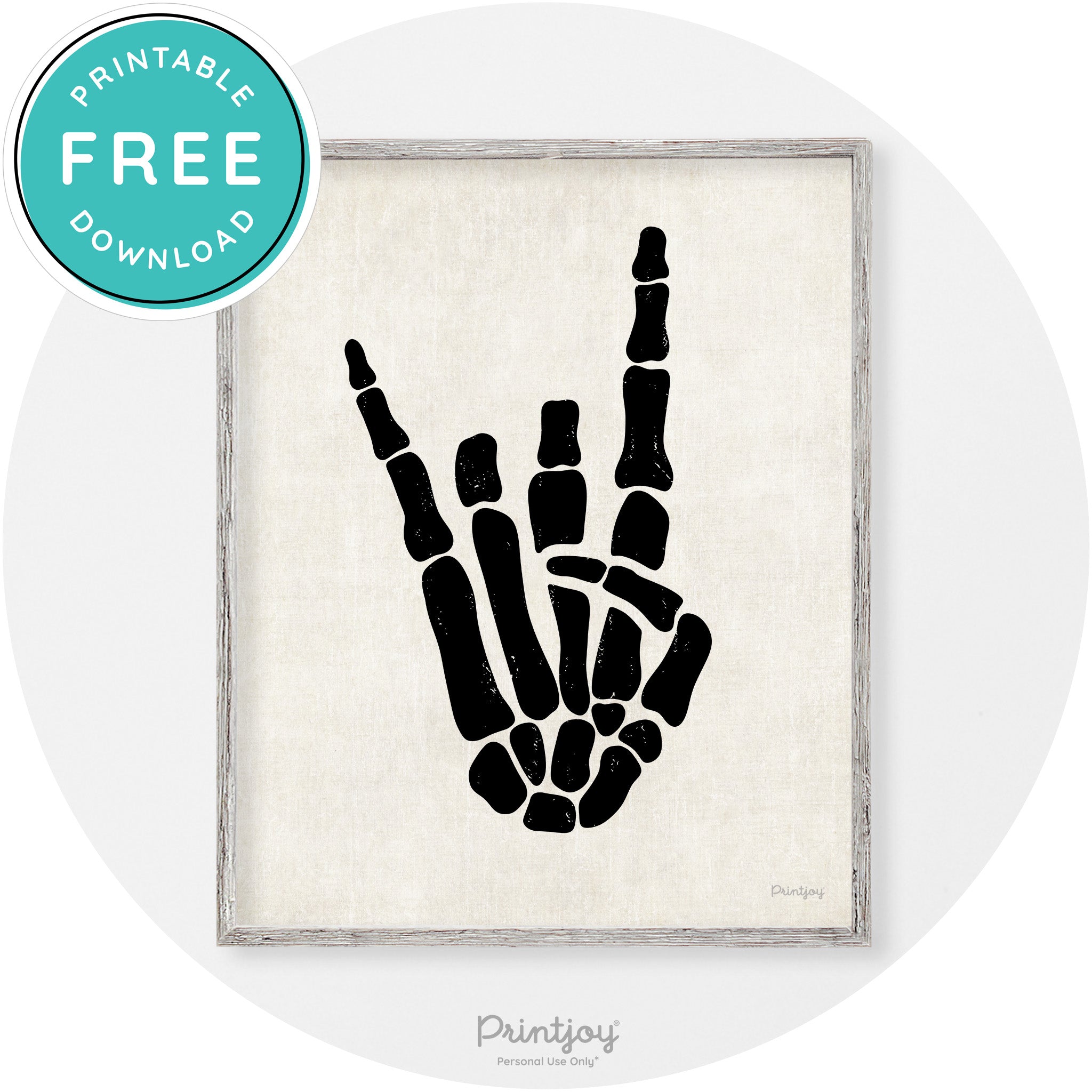 Skeleton Rock On Hand Bones Vintage Halloween Wall Art Free Printable - Printjoy