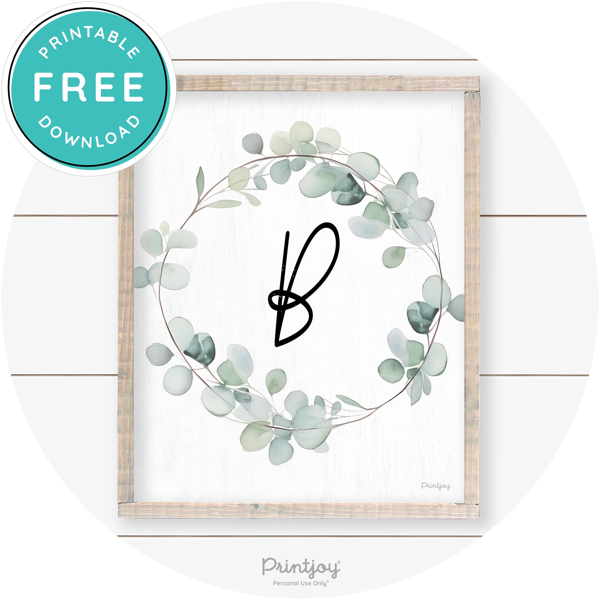 Home Watercolor Eucalyptus Wreath Farmhouse Art Free Printable