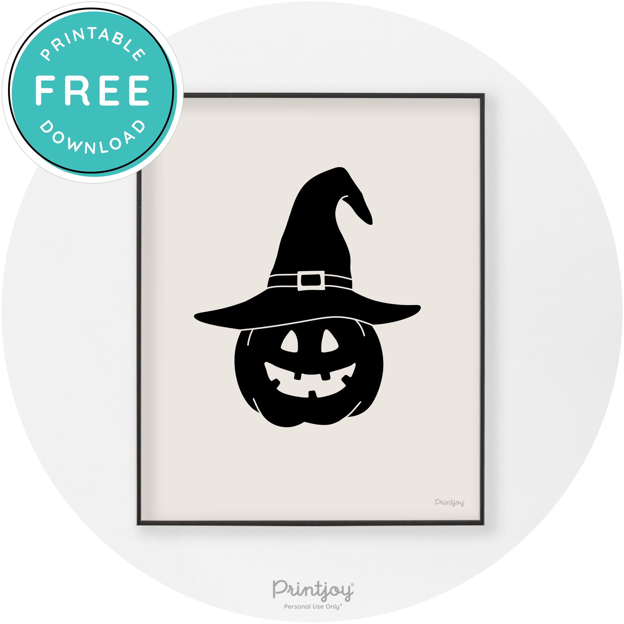 Halloween Cute Witch Jack O Lantern Chic Wall Art Printable