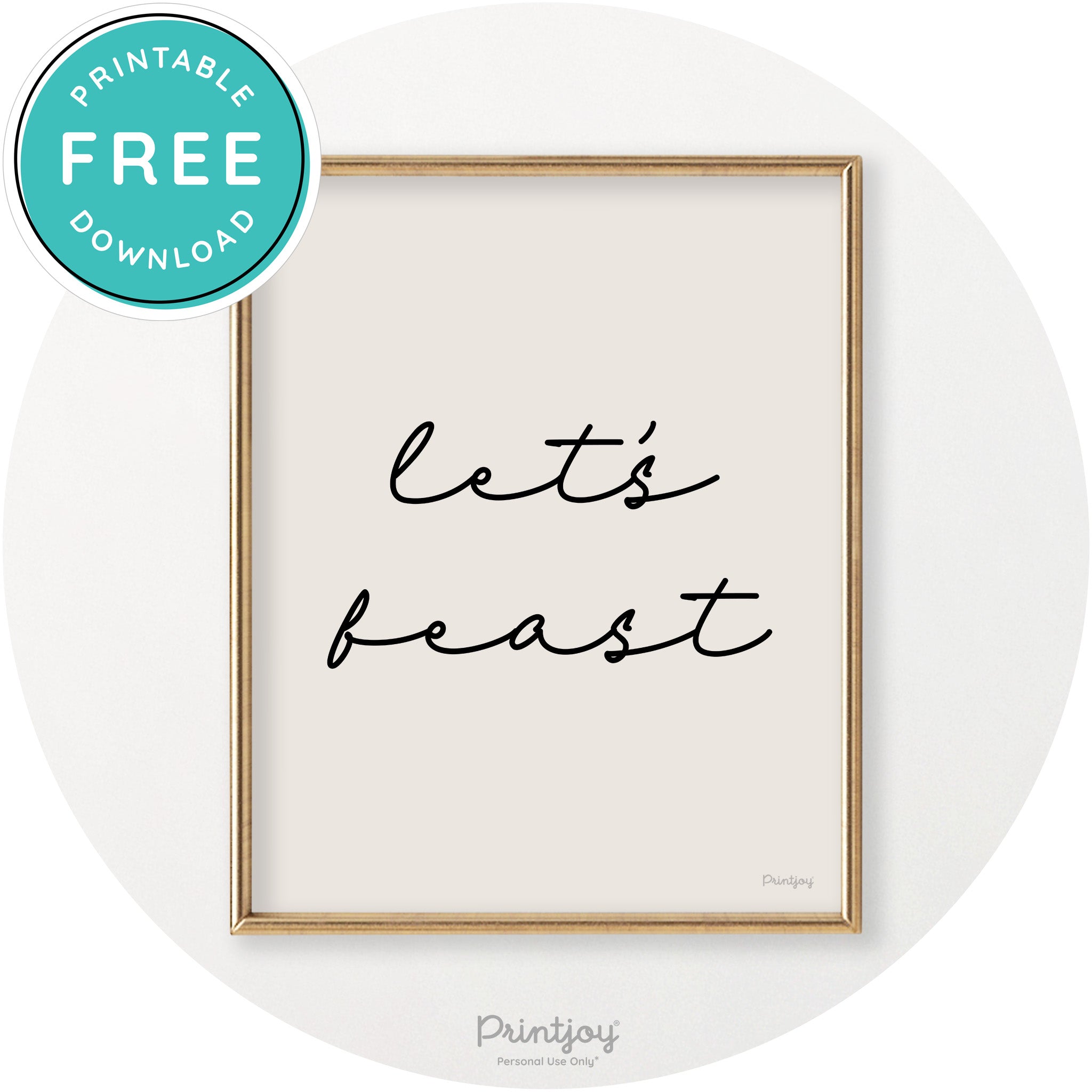 Let's Feast Cute Thanksgiving Modern Chic Wall Art Printable