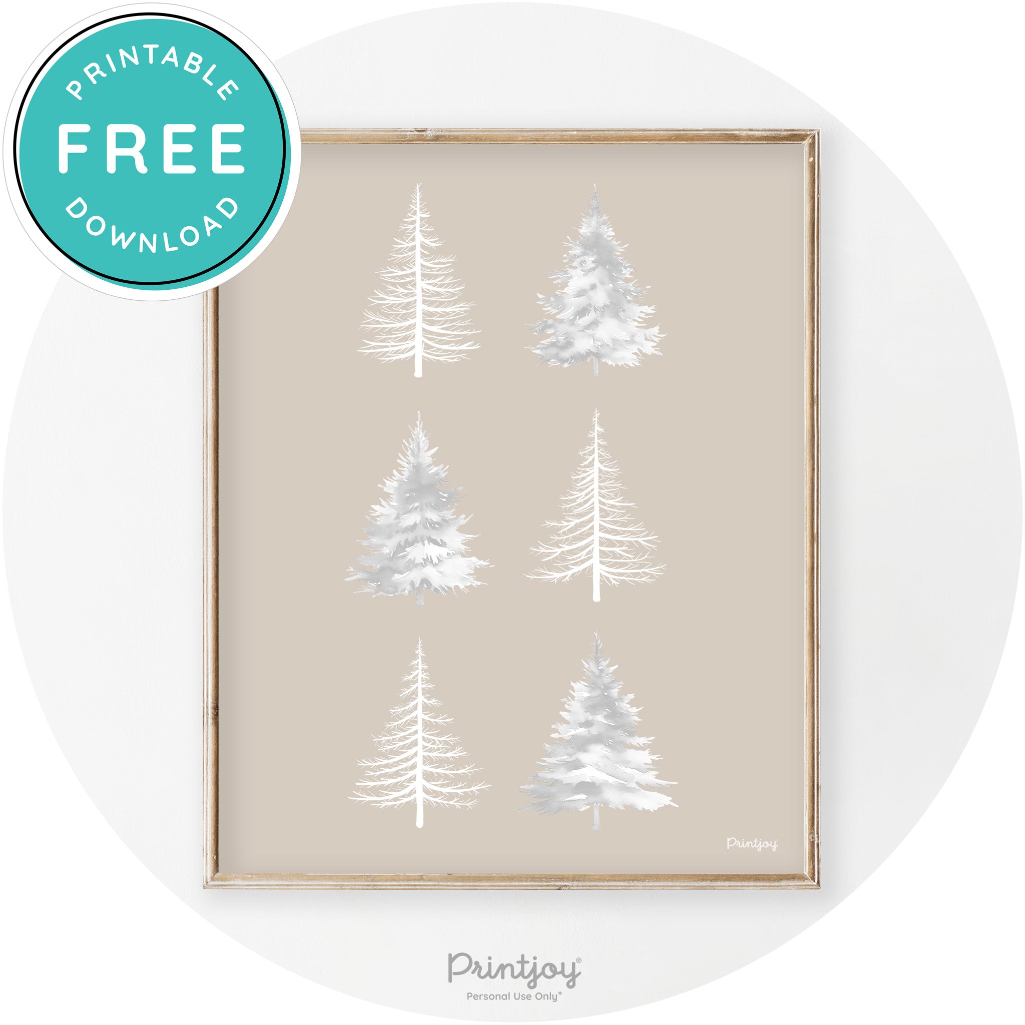 Christmas Trees Silhouette Modern Transitional Wall Art Free Printable - Printjoy