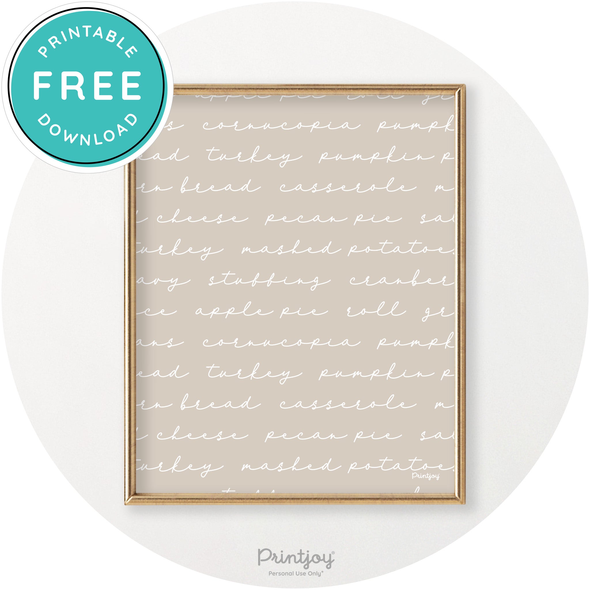 Thanksgiving Dinner Menu Cute Modern Chic Wall Art Free Printable