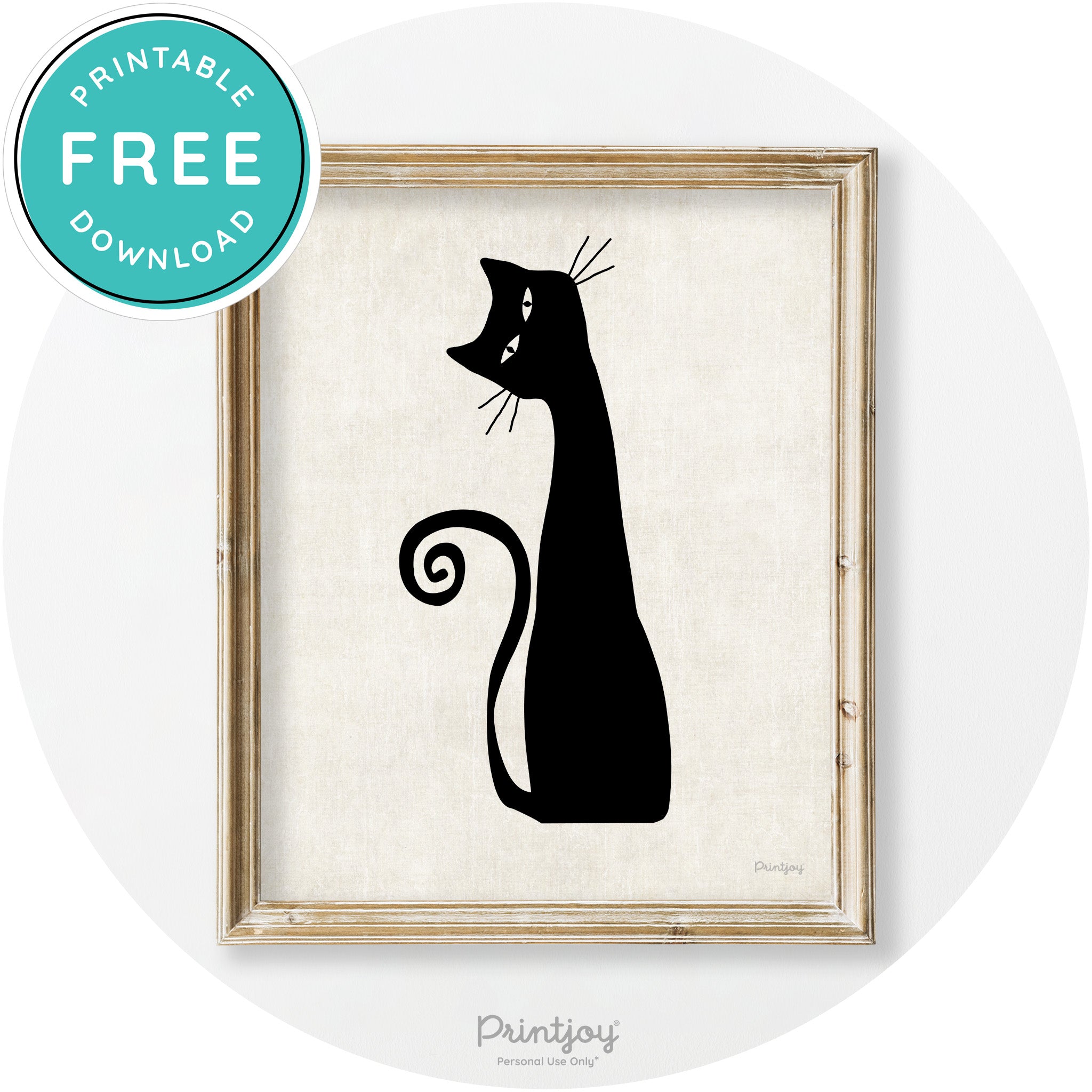 Creepy Skinny Cat Modern Vintage Halloween Wall Art Free Printable