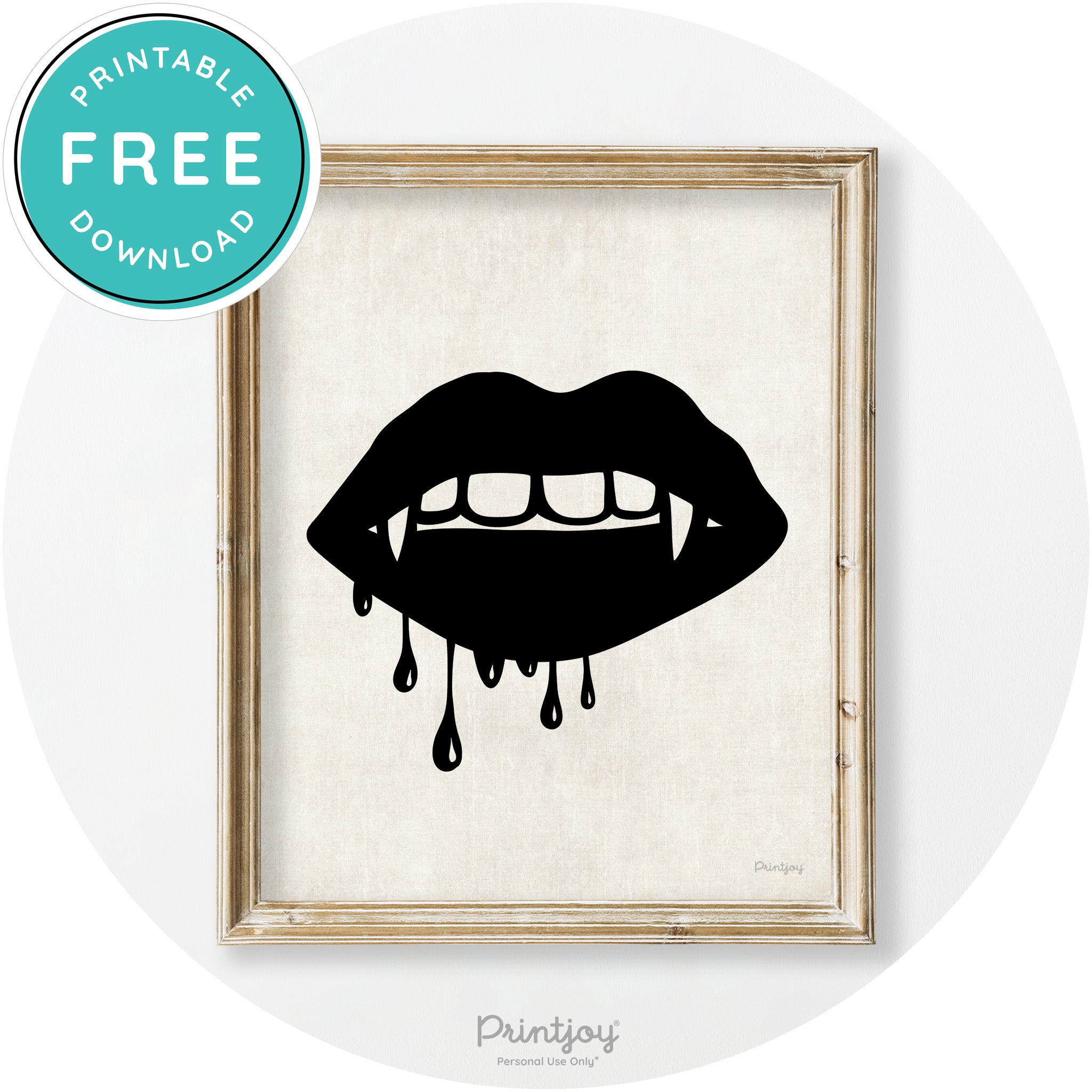 Dracula Fangs Teeth Modern Vintage Halloween Wall Art Free Printable