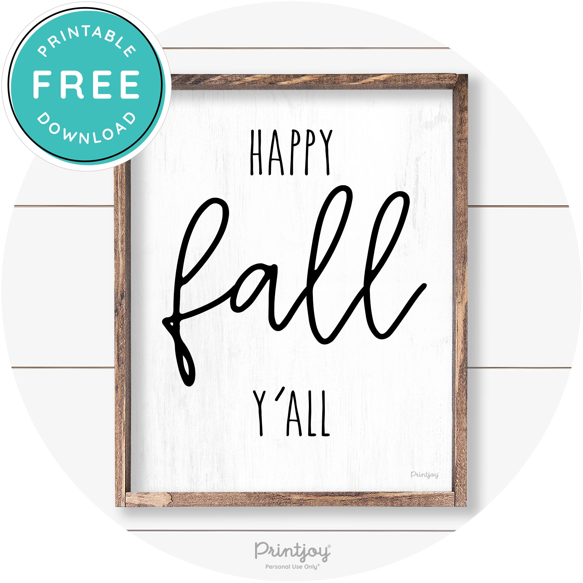 Happy Fall Y'all Cute Farmhouse Autumn Wall Art Decor Free Printable