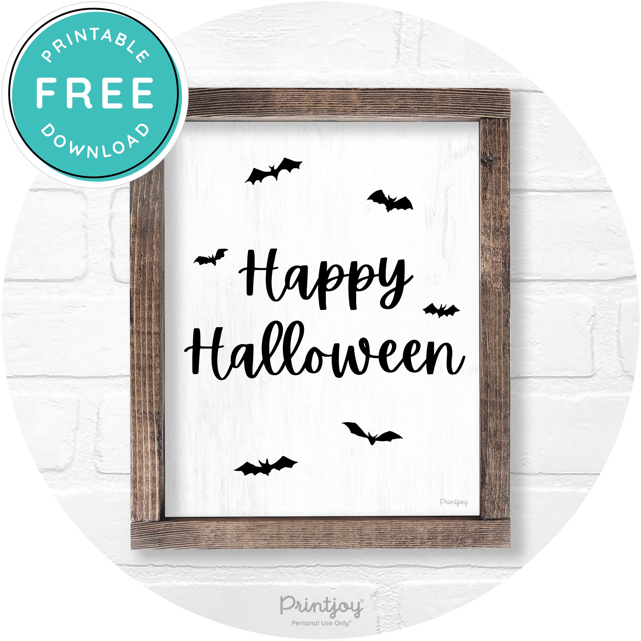 Happy Halloween Bats Rustic Farmhouse Wall Art Printable