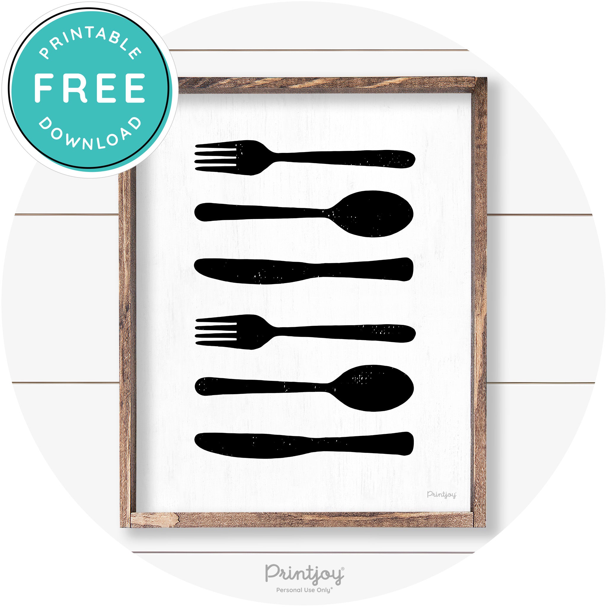 Fork Spoon Knife Pattern Farmhouse Kitchen Wall Art Free Printable