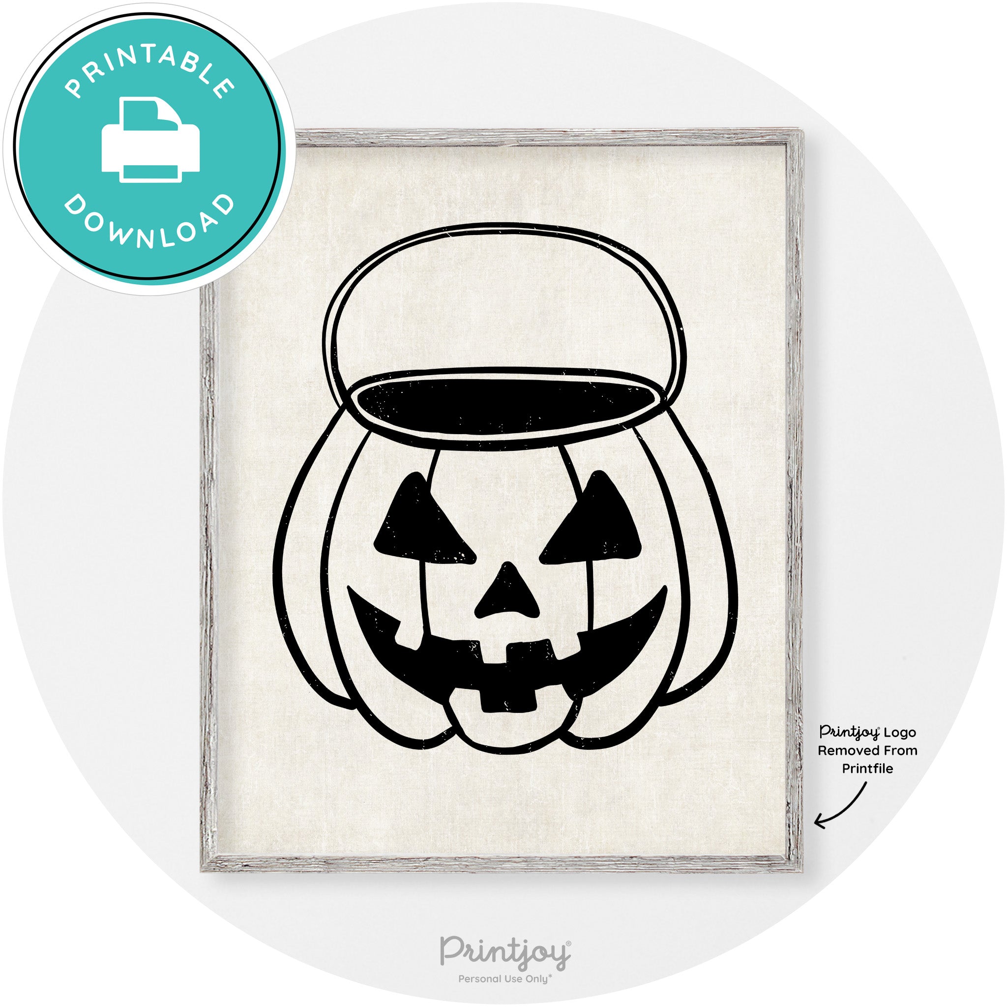 Jack O Lantern Treat Bucket Vintage Halloween Wall Art Free Printable - Printjoy
