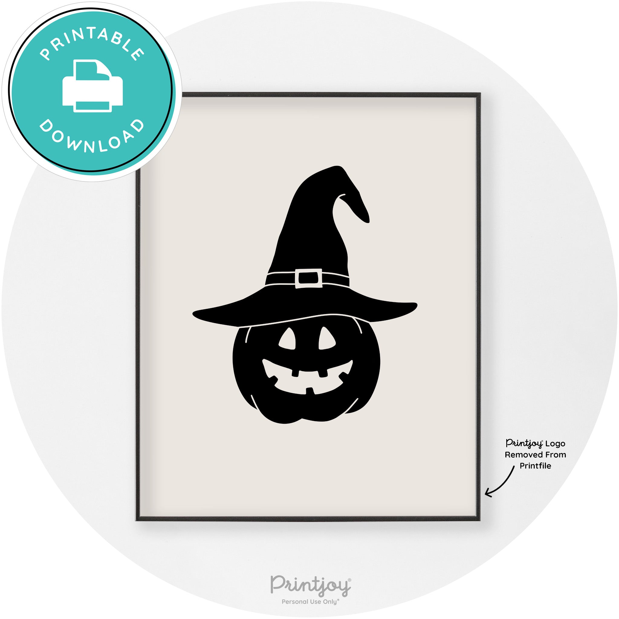 Halloween Cute Witch Jack O Lantern Chic Wall Art Printable
