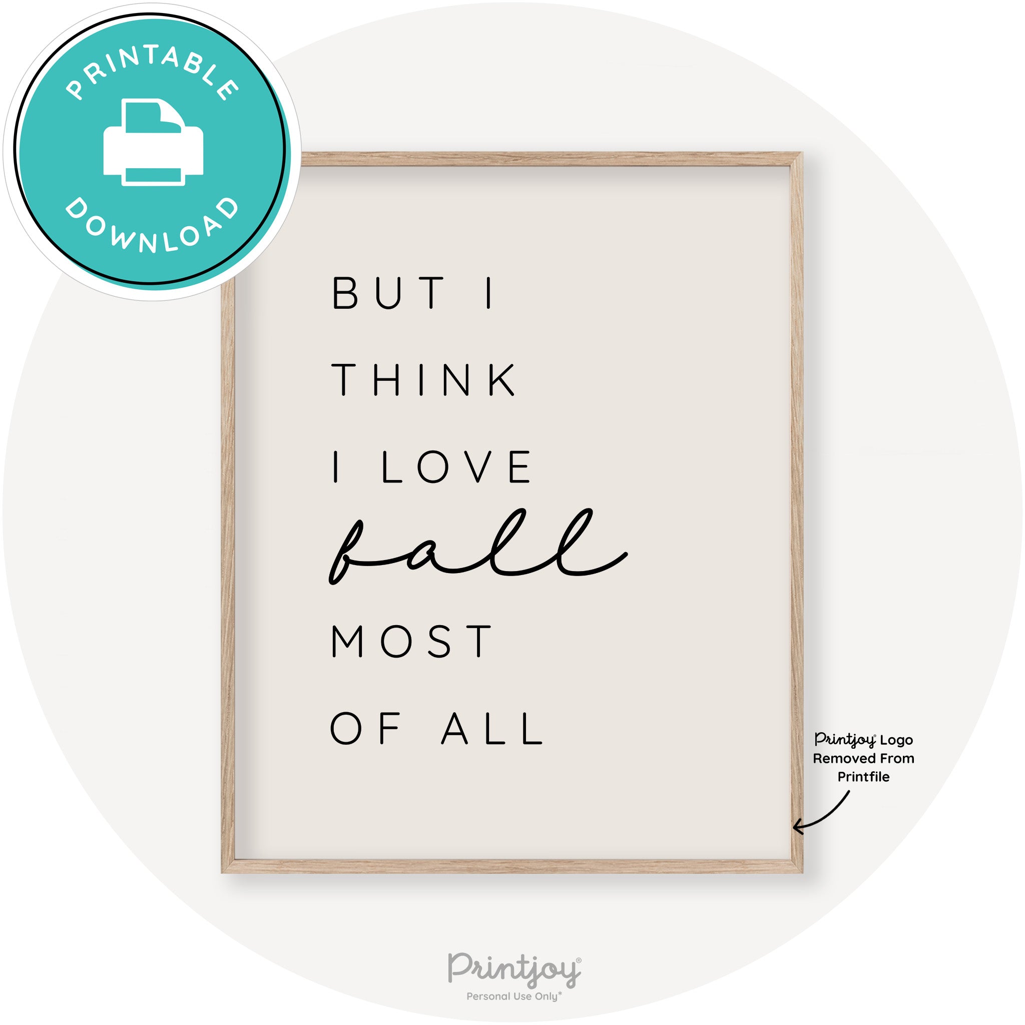 Love Fall Most Of All Cute Modern Chic Decor Wall Art Printable - Printjoy
