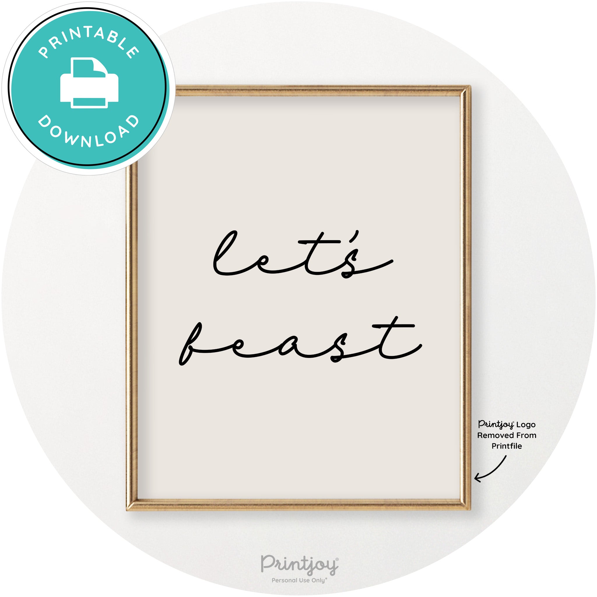 Let's Feast Cute Thanksgiving Modern Chic Wall Art Printable
