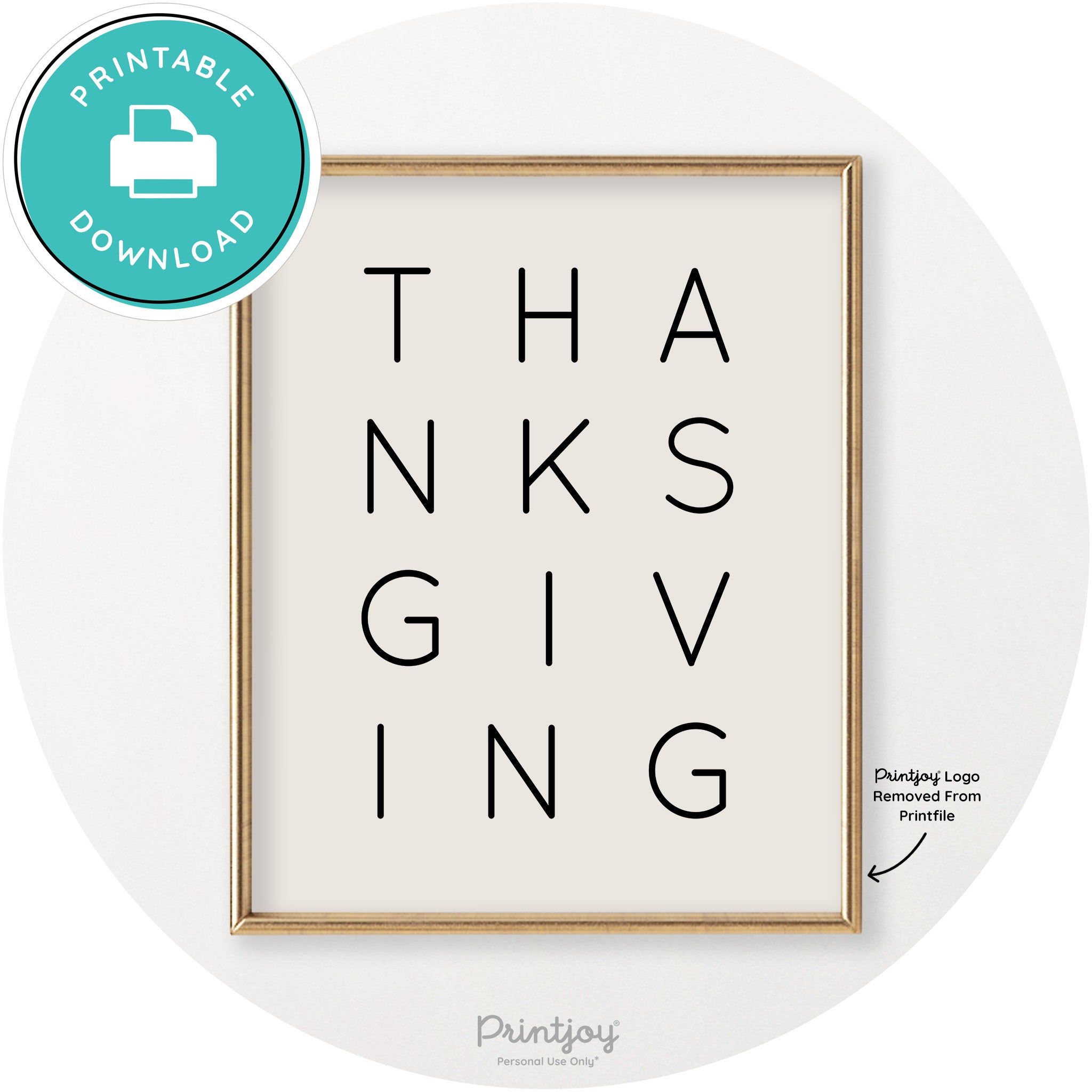 Thanksgiving Cute Typography Modern Chic Wall Art Printable