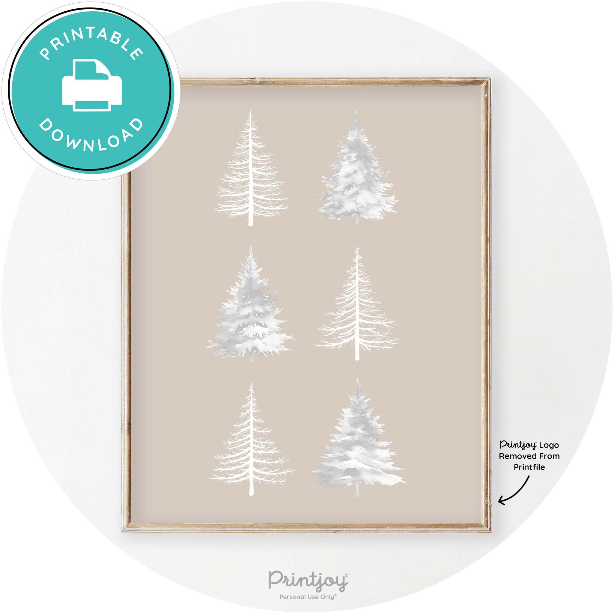 Christmas Trees Silhouette Modern Transitional Wall Art Free Printable - Printjoy