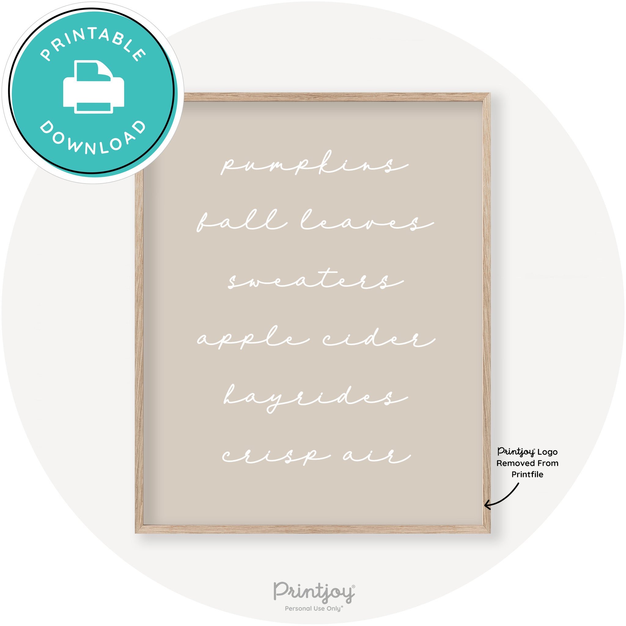 Fall Favorite Things Cute Modern Chic Decor Wall Art Free Printable - Printjoy
