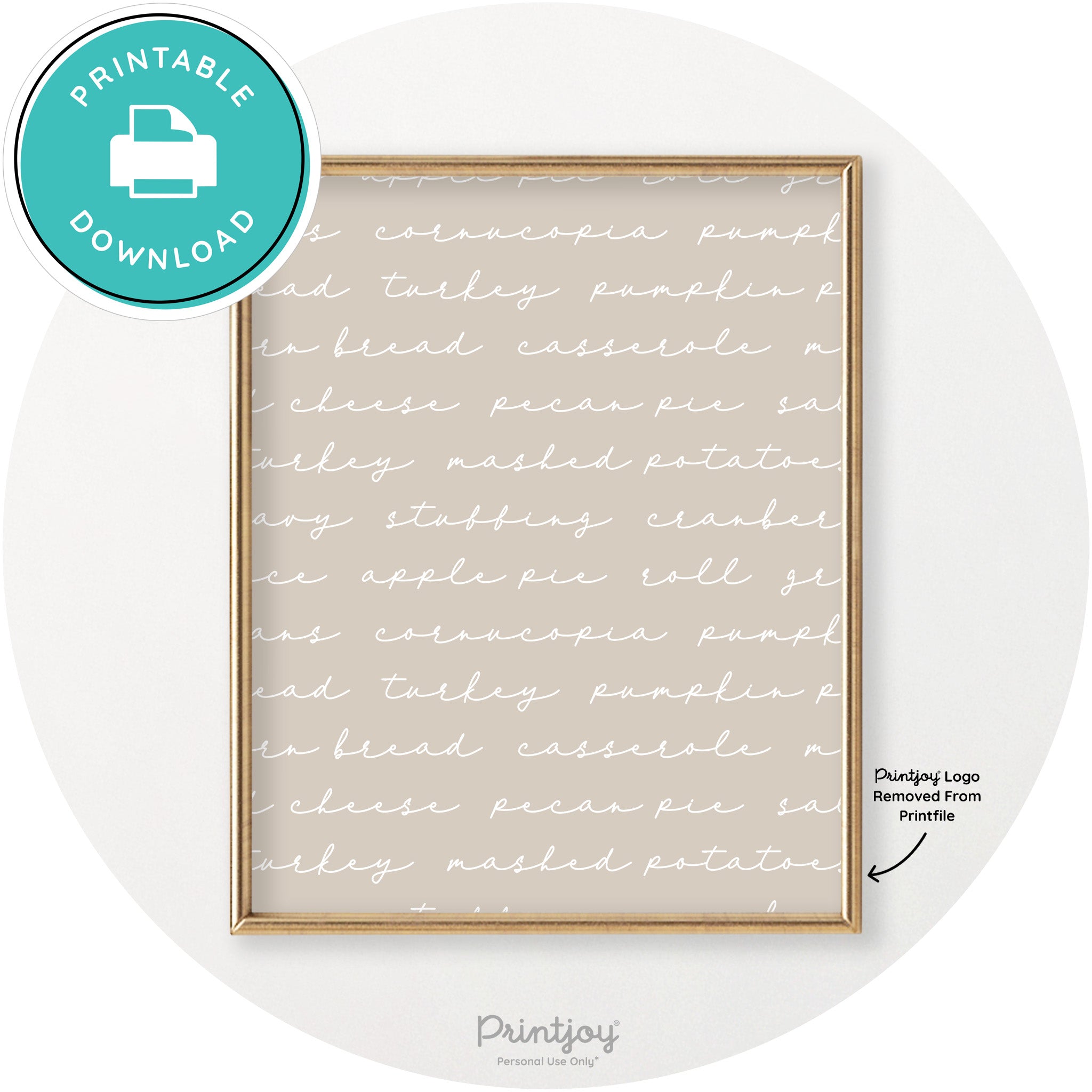 Thanksgiving Dinner Menu Cute Modern Chic Wall Art Free Printable