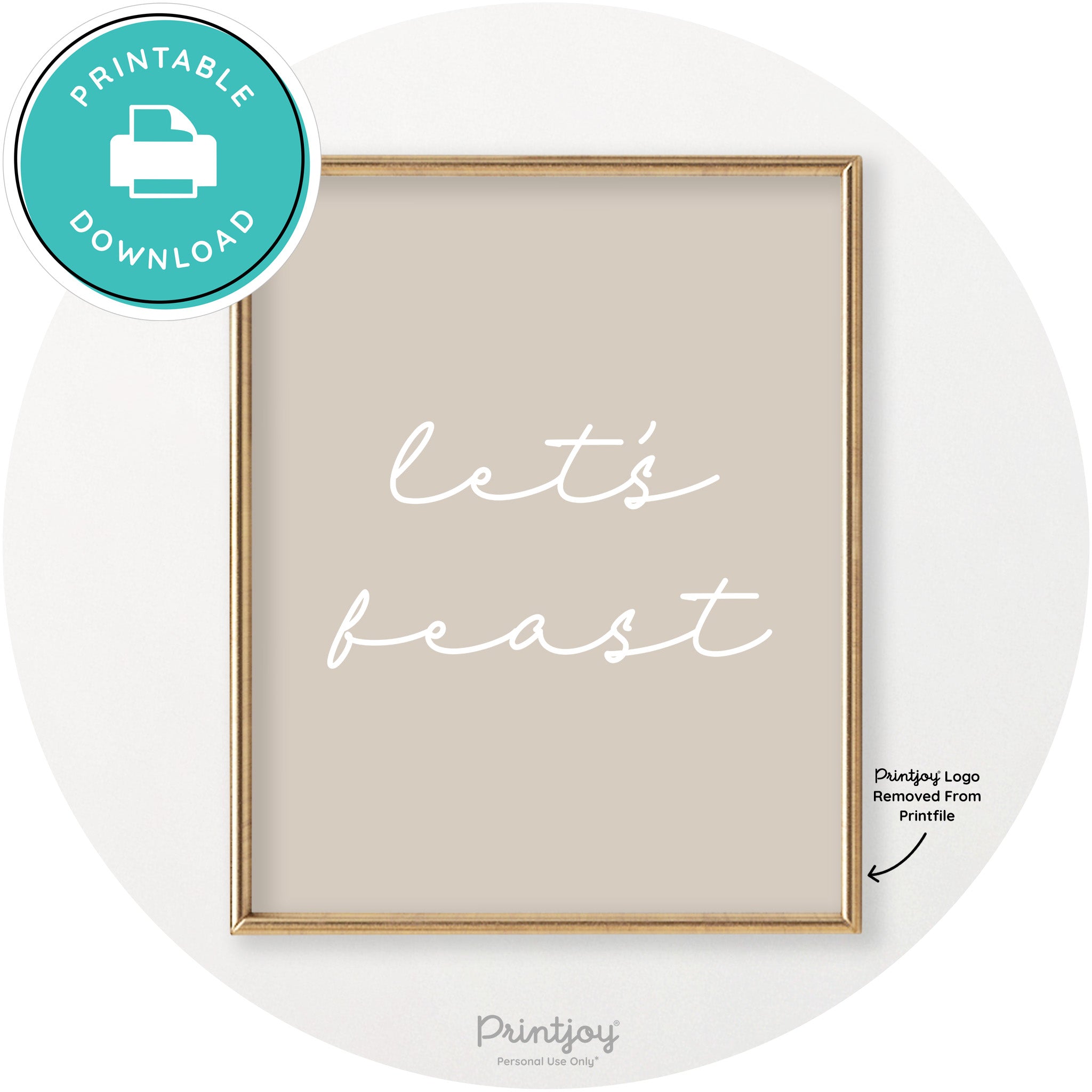 Let's Feast Cute Thanksgiving Modern Chic Wall Art Free Printable - Printjoy