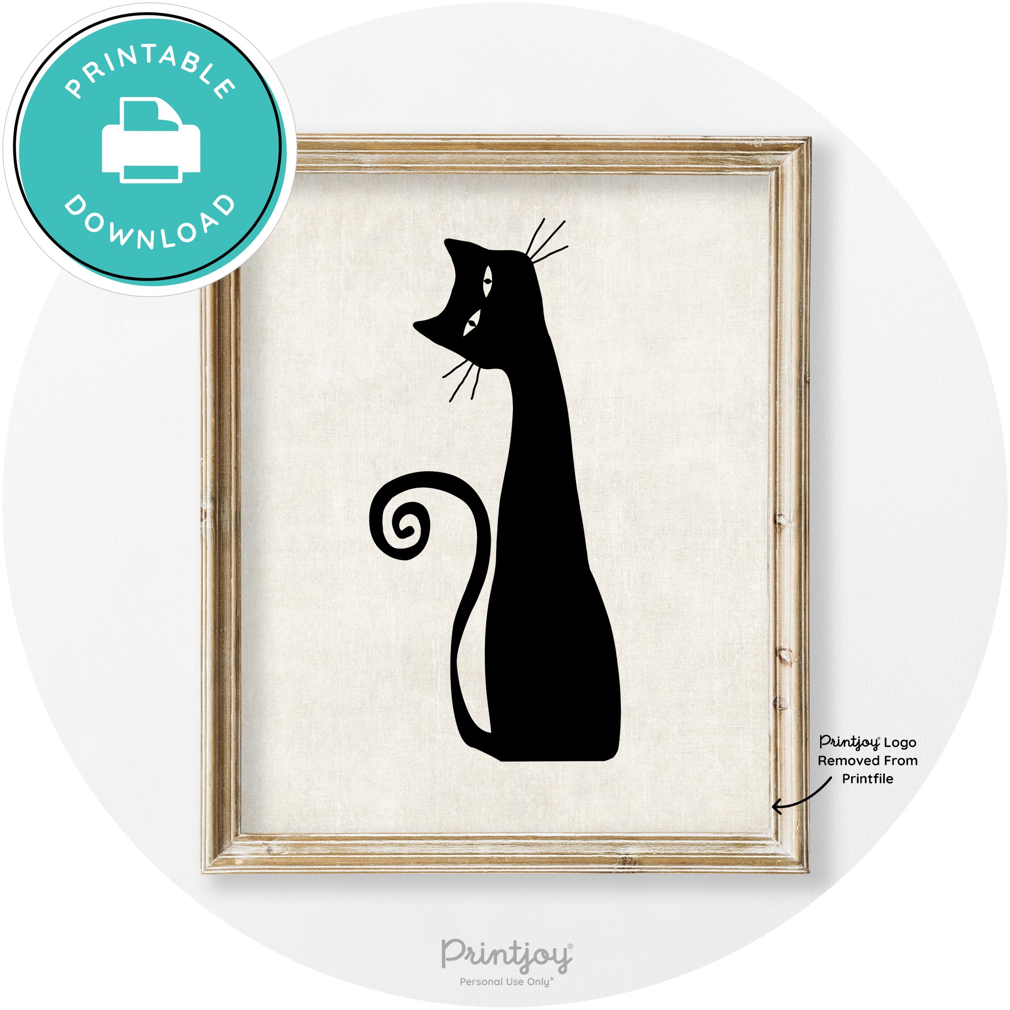 Creepy Skinny Cat Modern Vintage Halloween Wall Art Free Printable