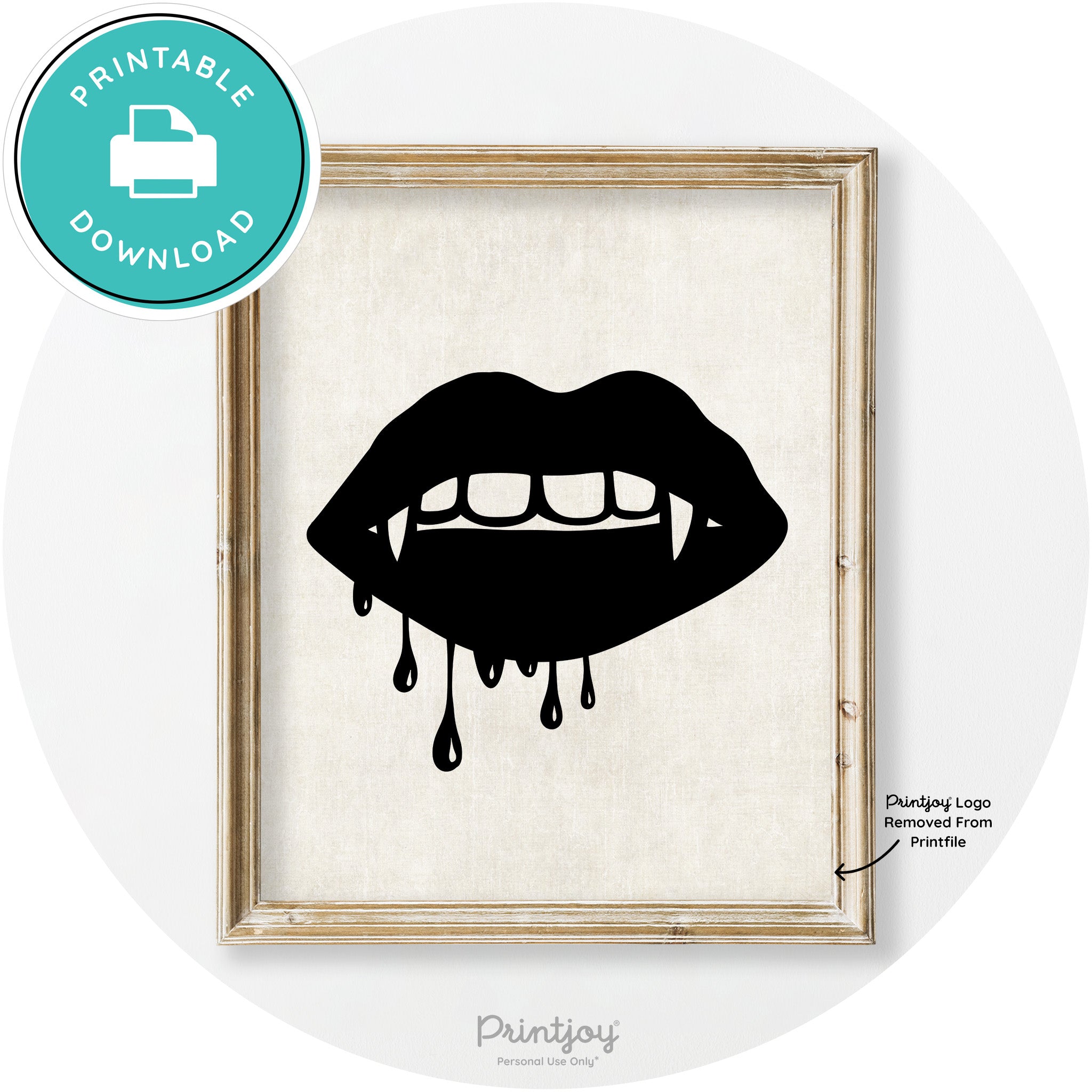 Dracula Fangs Teeth Modern Vintage Halloween Wall Art Free Printable