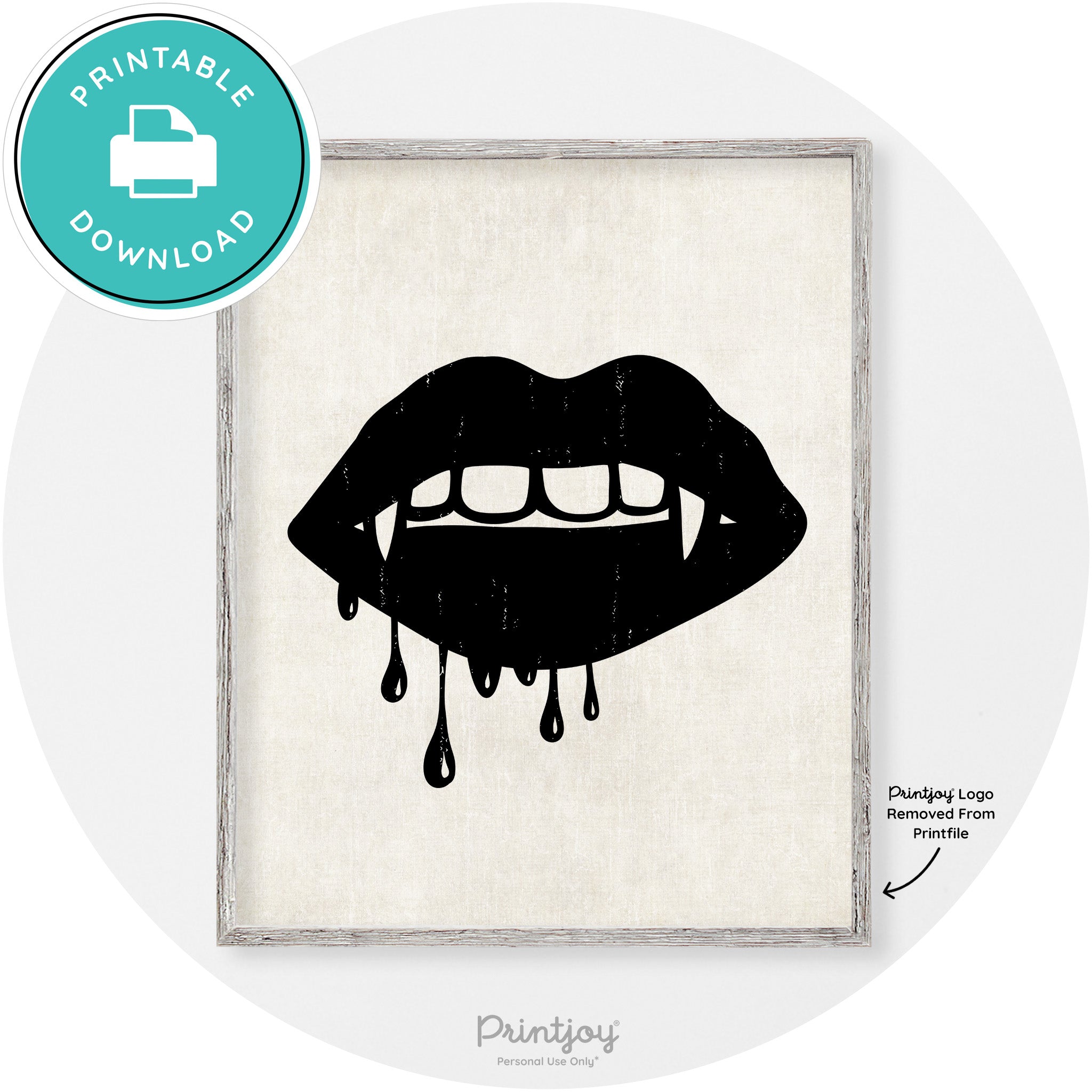 Dracula Fangs Teeth Modern Vintage Halloween Wall Art Free Printable - Printjoy