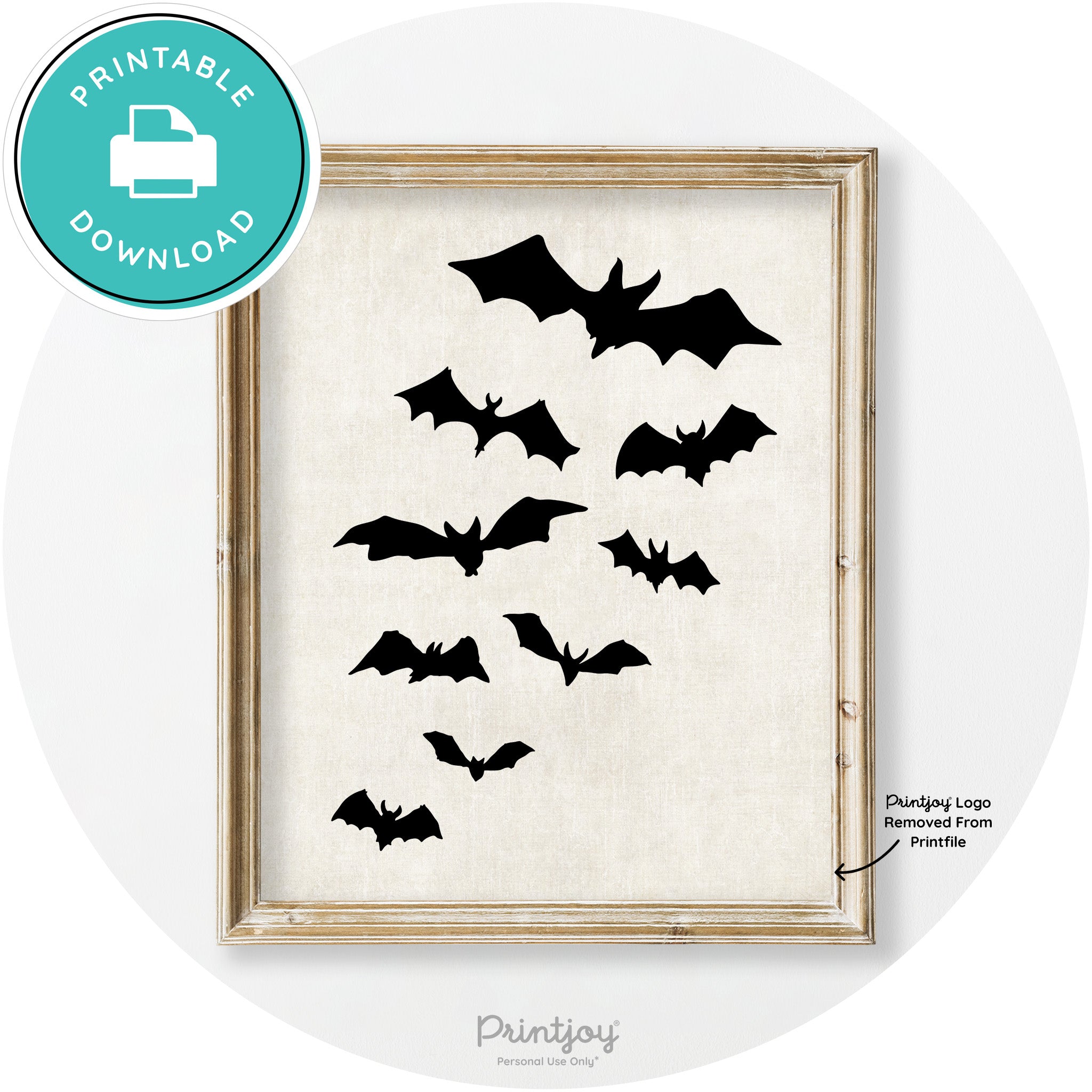 Halloween Bats Silhouette Modern Vintage Wall Art Free Printable