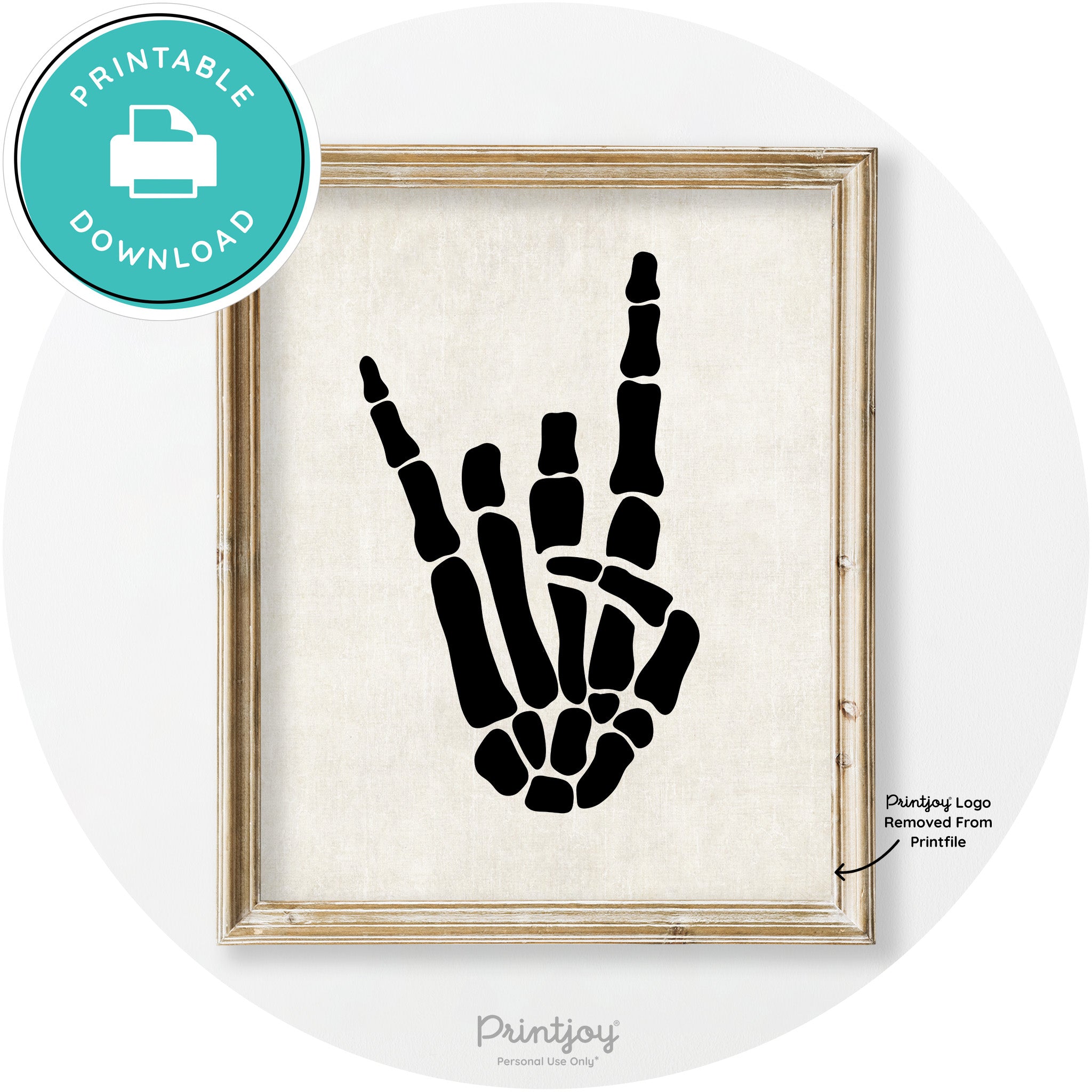 Skeleton Rock On Hand Bones Vintage Halloween Wall Art Free Printable