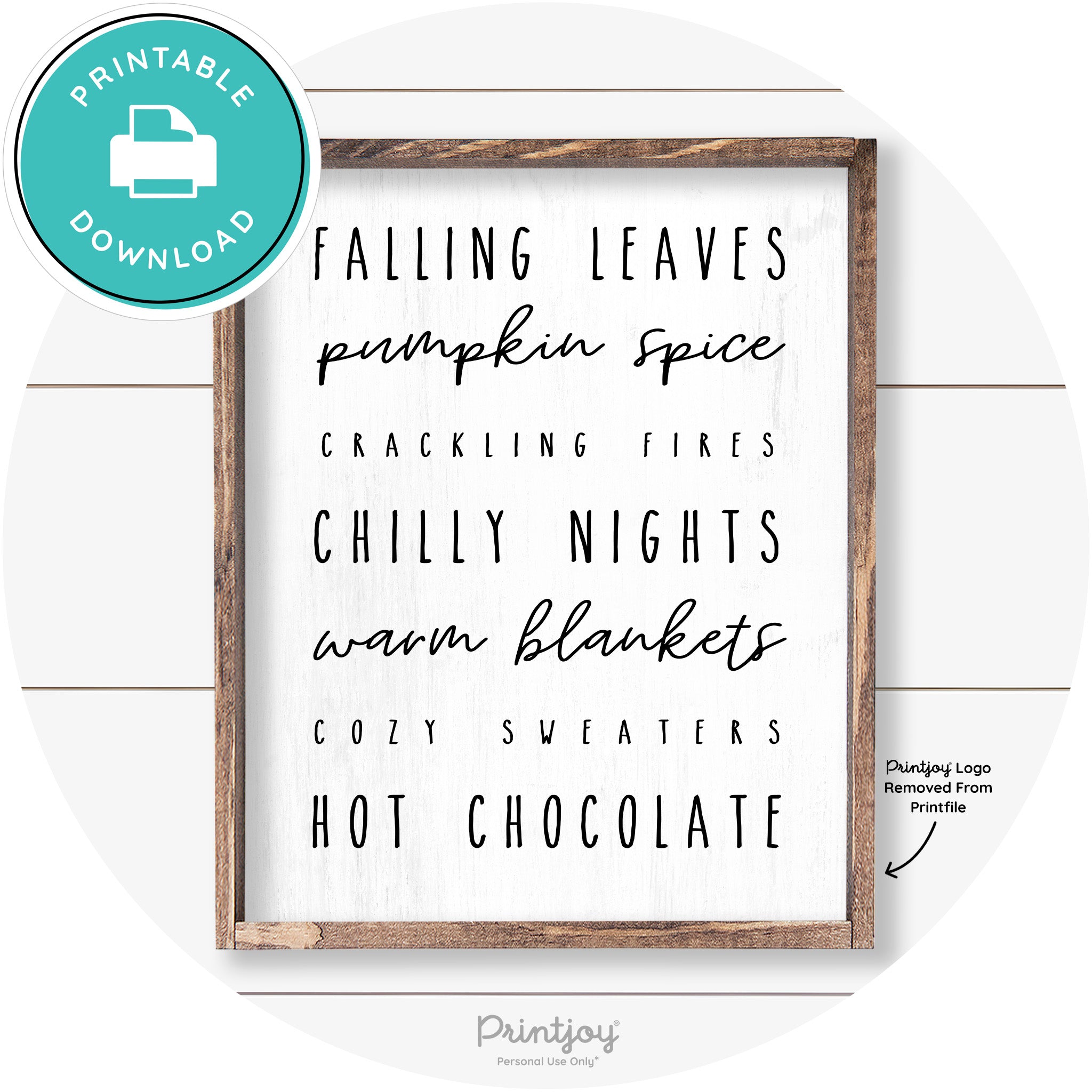 Fall Favorite Things Cute Farmhouse Autumn Wall Art Free Printable