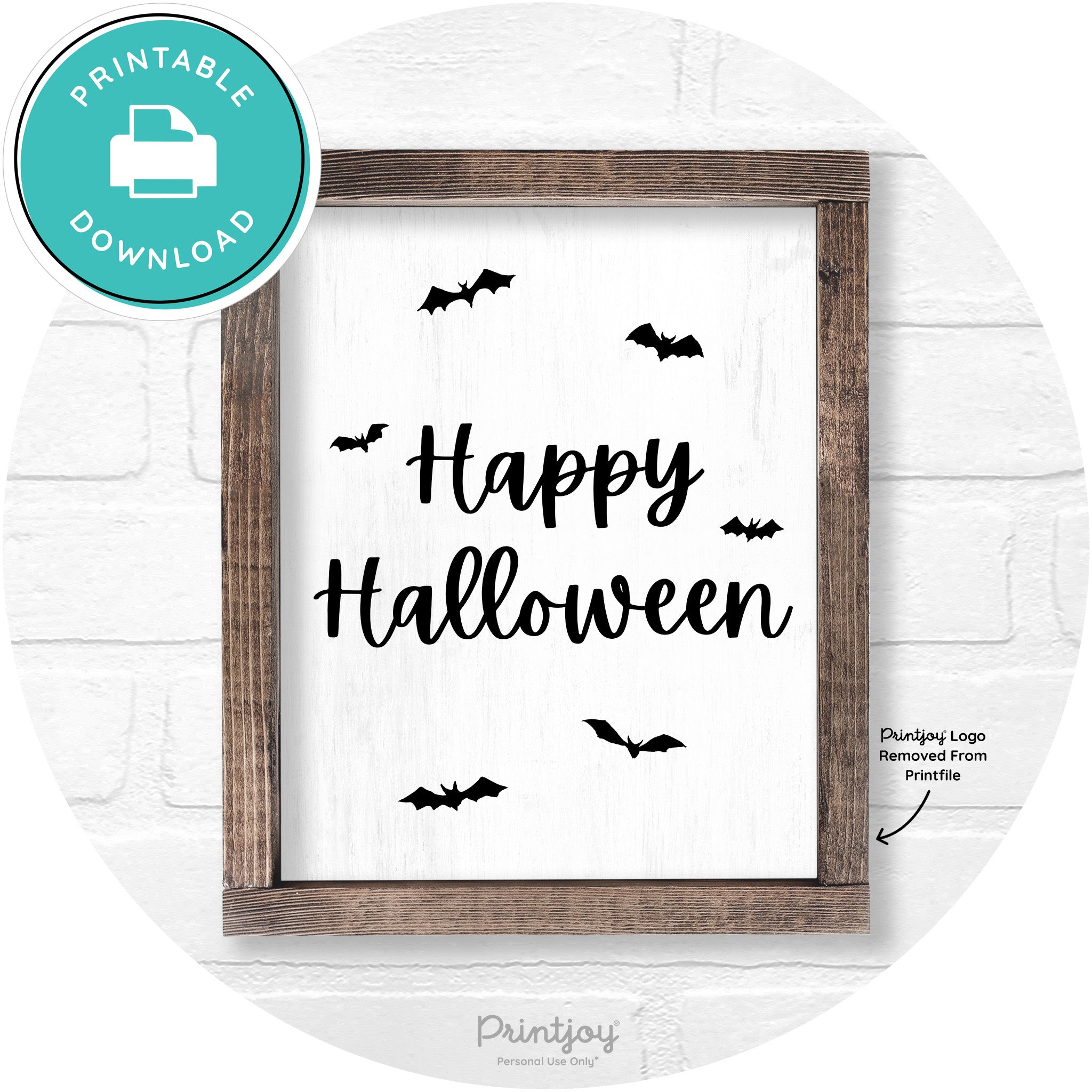 Happy Halloween Bats Rustic Farmhouse Wall Art Printable
