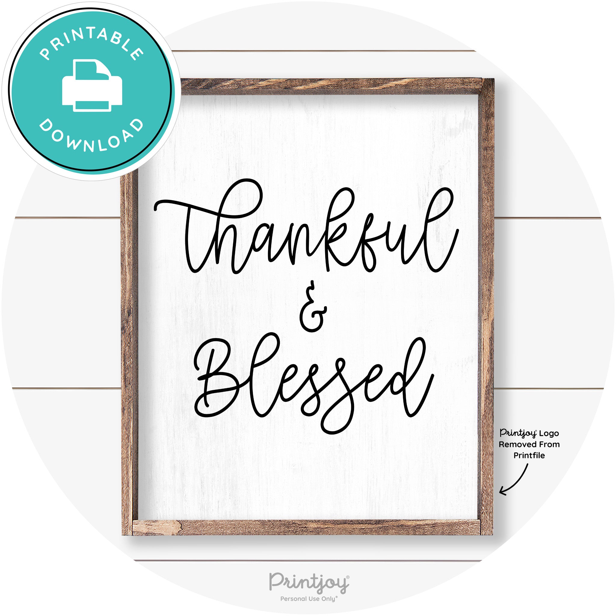 Thankful And Blessed Thanksgiving Farmhouse Wall Art Free Printable