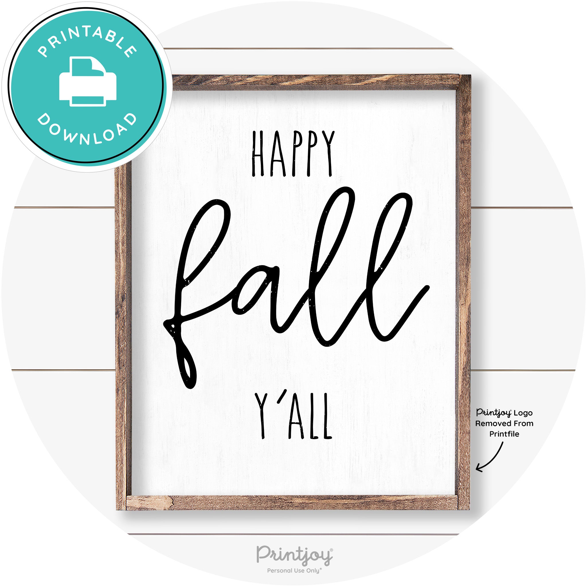 Happy Fall Y'all Cute Farmhouse Autumn Wall Art Decor Free Printable - Printjoy