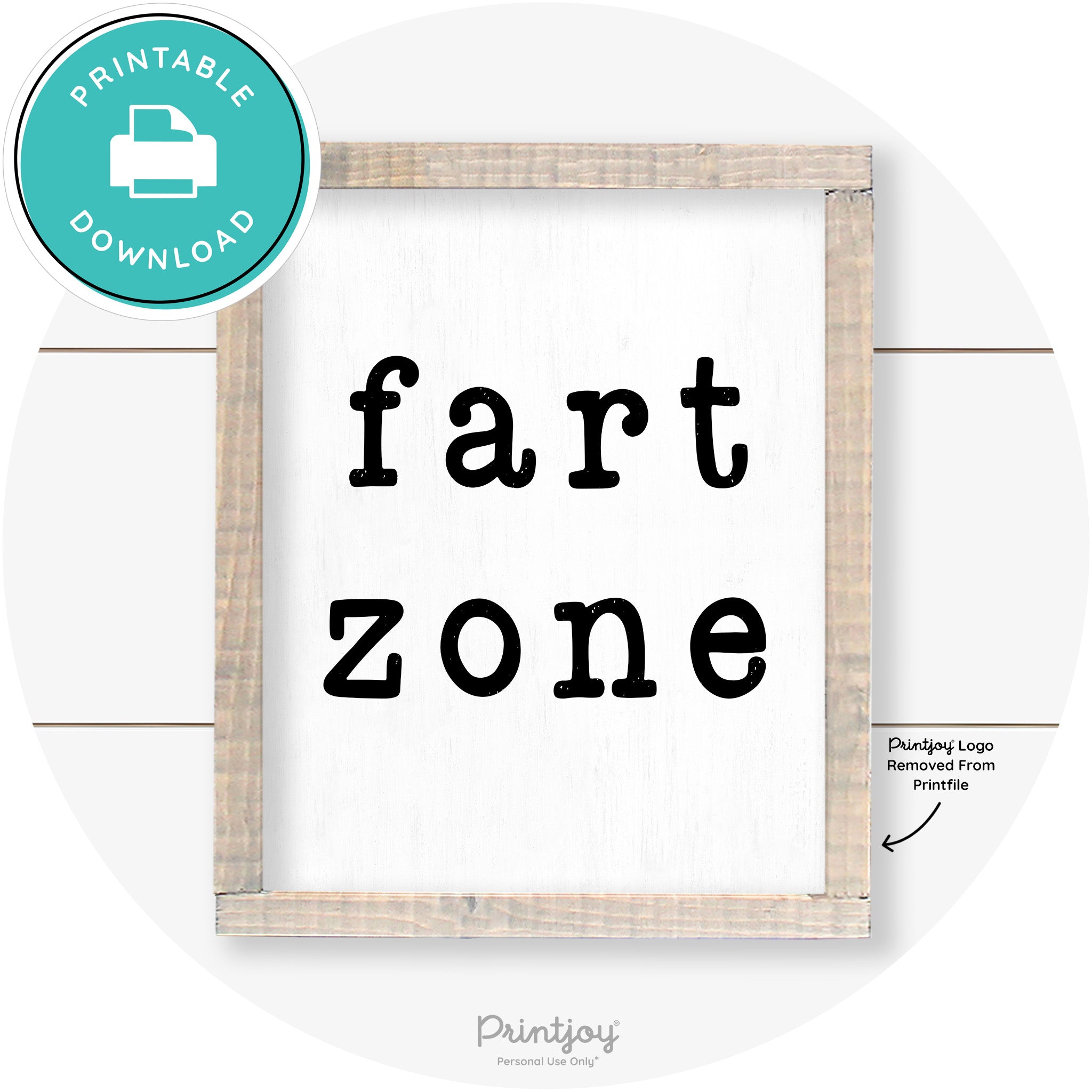 Fart Zone Funny Farmhouse Bathroom Wall Art Decor Free Printable