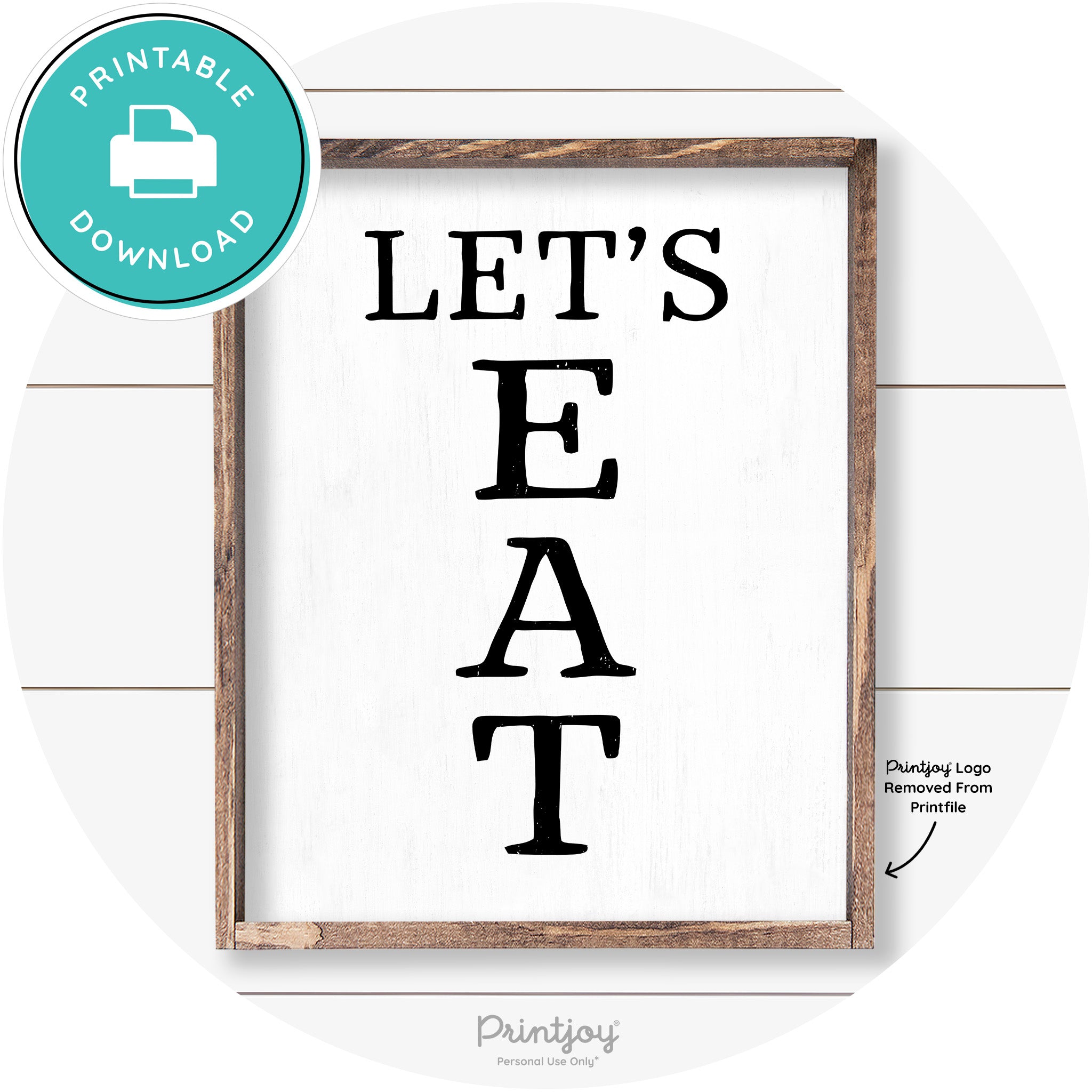 Let's Eat Kitchen Sign Rustic Farmhouse Wall Art Decor Free Printable